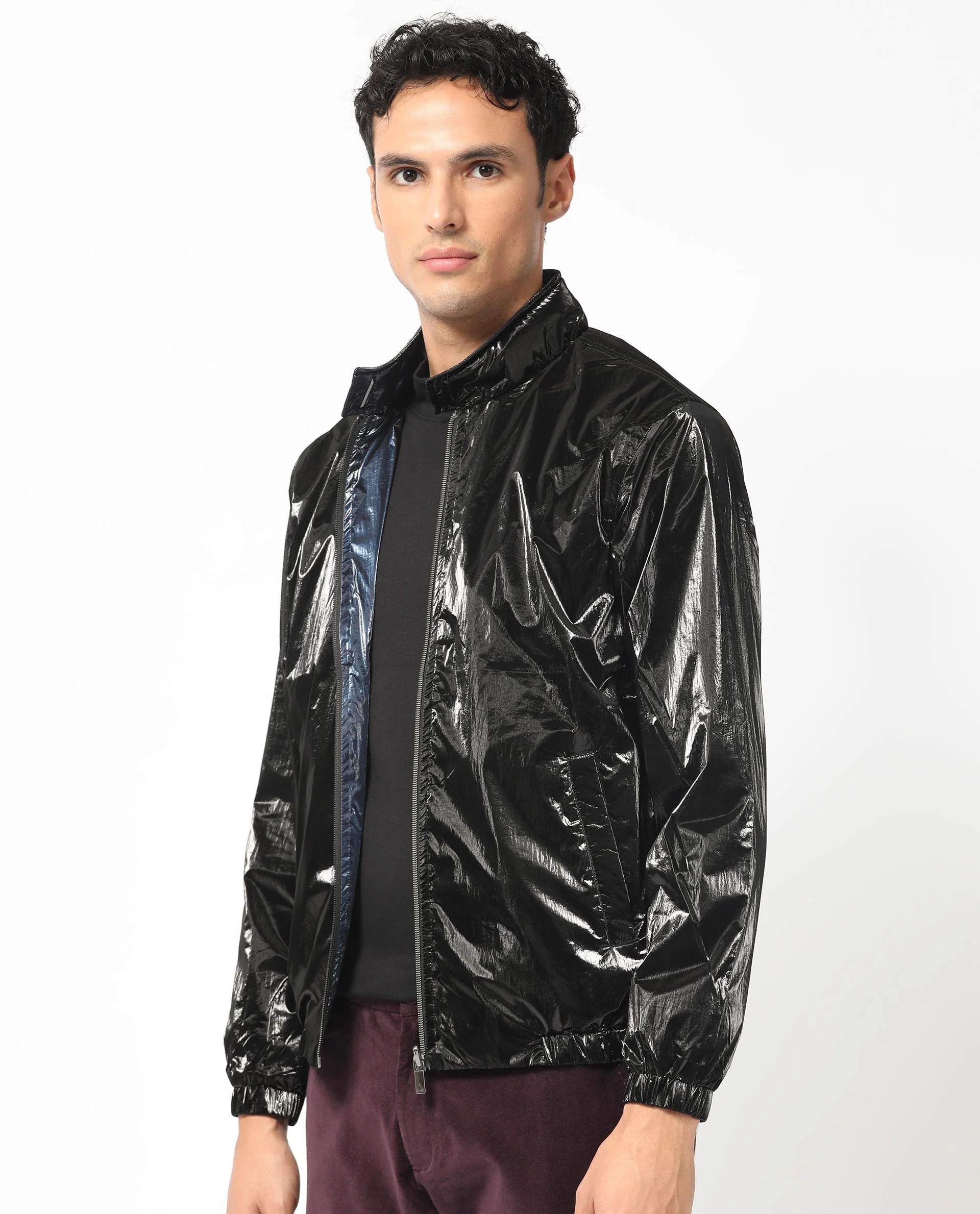 Rare Rabbit Men's Adler Navy Polyester Plain Regular Fit Full Sleeve Mandarin Collar Jacket - Image 11