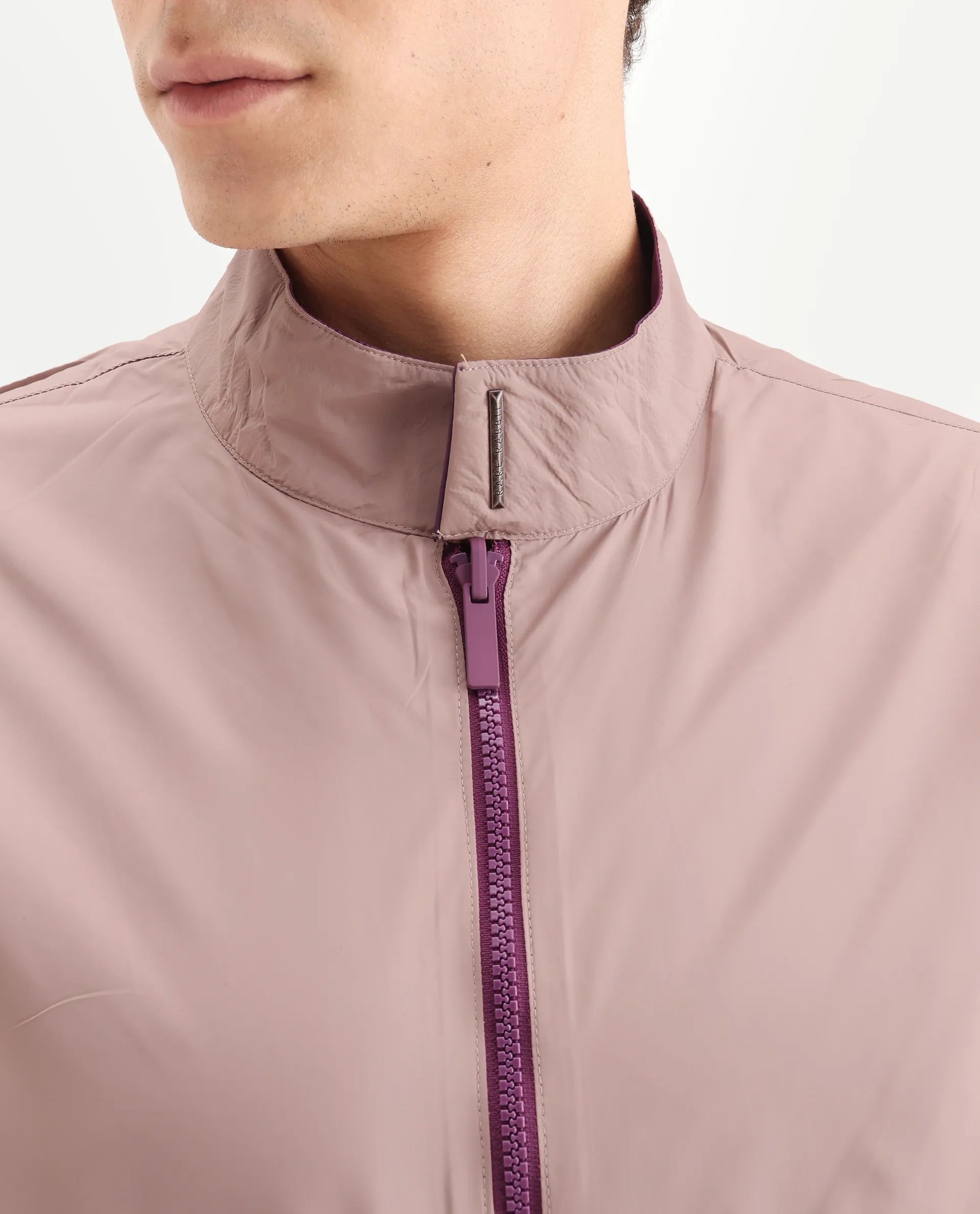 Rare Rabbit Men's Adol Maroon Polyester Plain Regular Fit Full Sleeve Mandarin Collar Jacket - Image 2