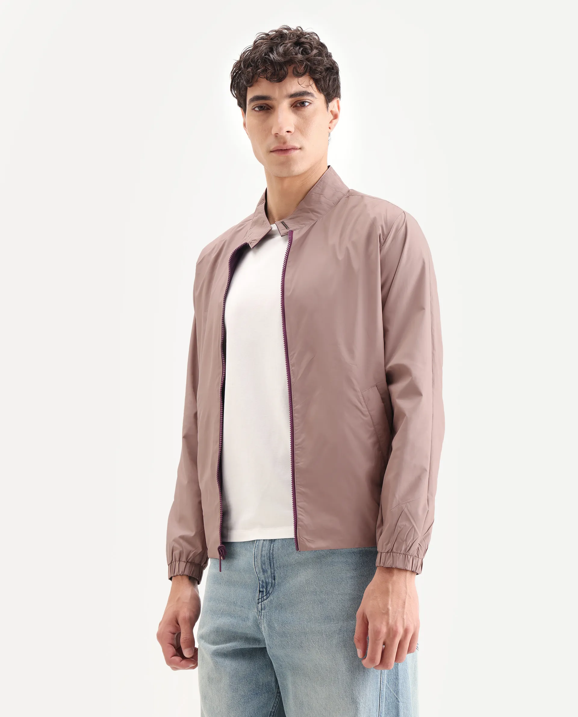 Rare Rabbit Men's Adol Maroon Polyester Plain Regular Fit Full Sleeve Mandarin Collar Jacket - Image 4