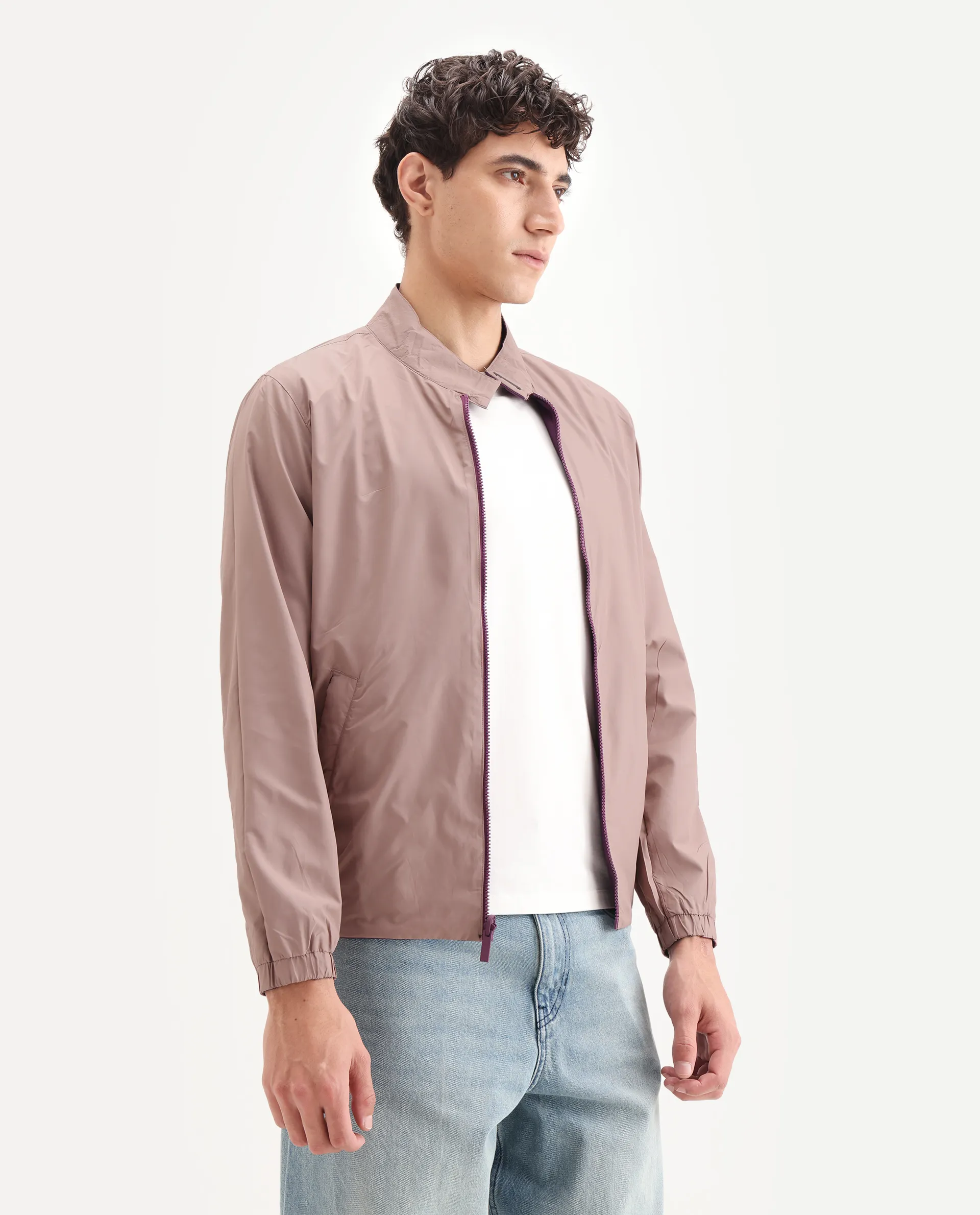 Rare Rabbit Men's Adol Maroon Polyester Plain Regular Fit Full Sleeve Mandarin Collar Jacket - Image 5