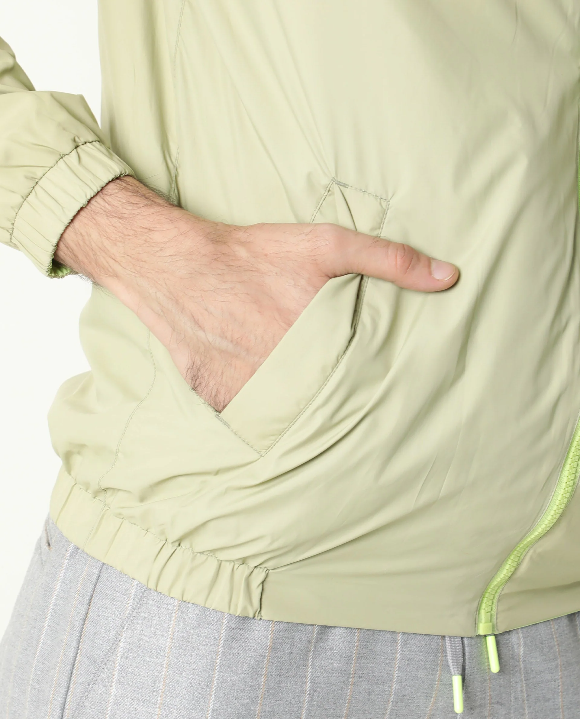 Rare Rabbit Men's Adol Green Polyester Plain Regular Fit Full Sleeve Mandarin Collar Jacket - Image 4