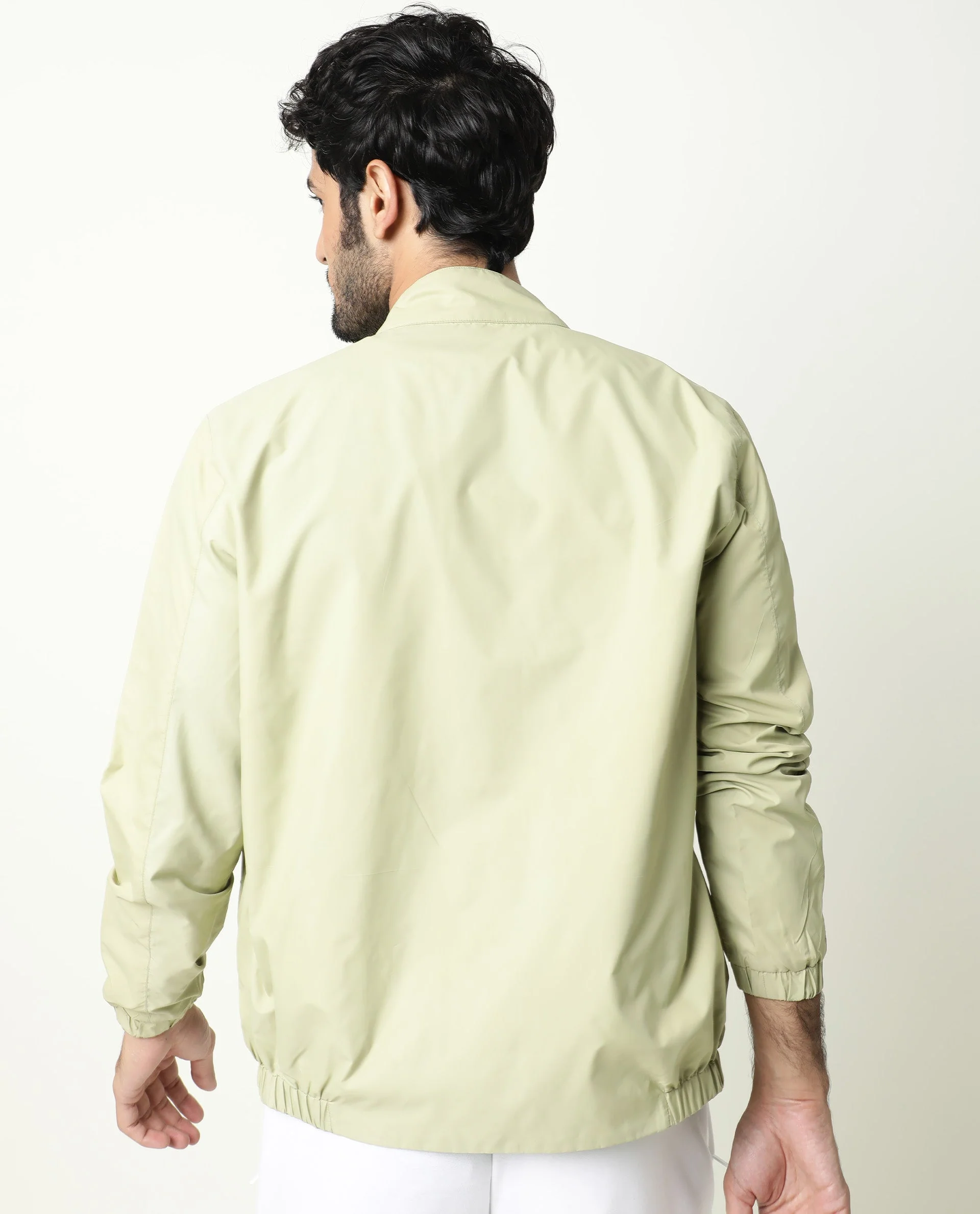 Rare Rabbit Men's Adol Green Polyester Plain Regular Fit Full Sleeve Mandarin Collar Jacket - Image 6