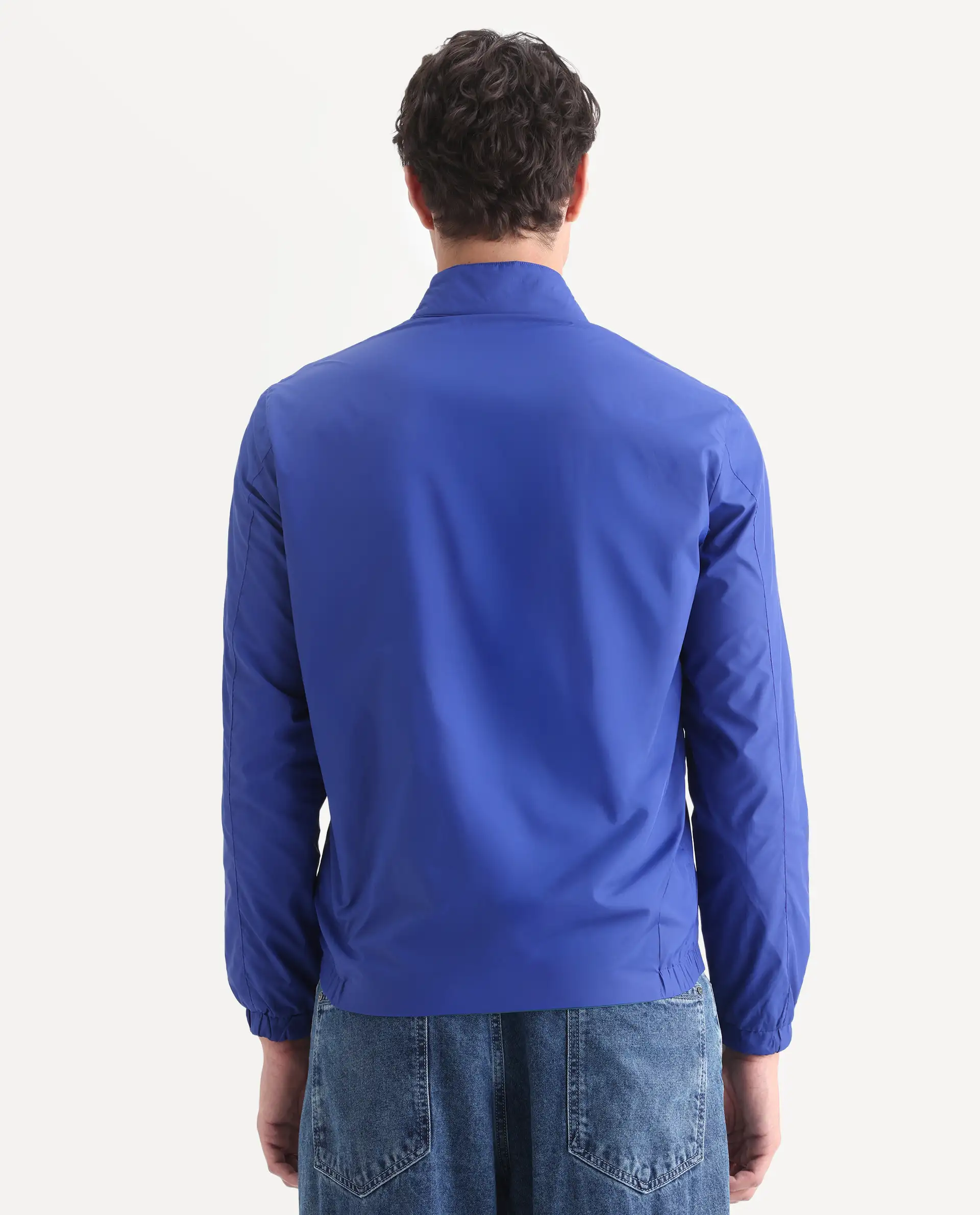 Rare Rabbit Men's Adol Petrol Polyester Plain Regular Fit Full Sleeve Mandarin Collar Jacket - Image 9