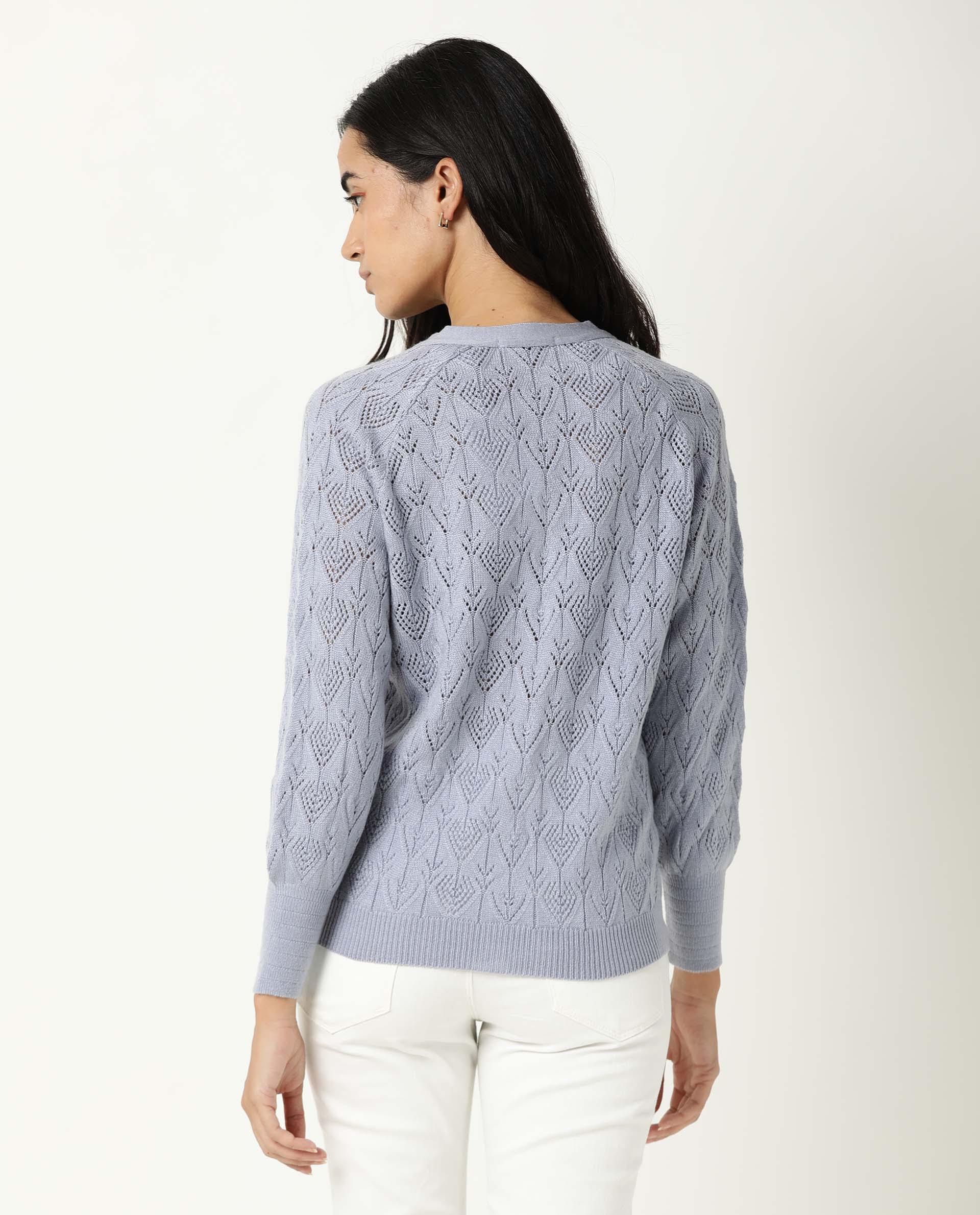 Rareism Women's Adorn Purple V-Neck Plain Regular Fit Sweater - Image 10
