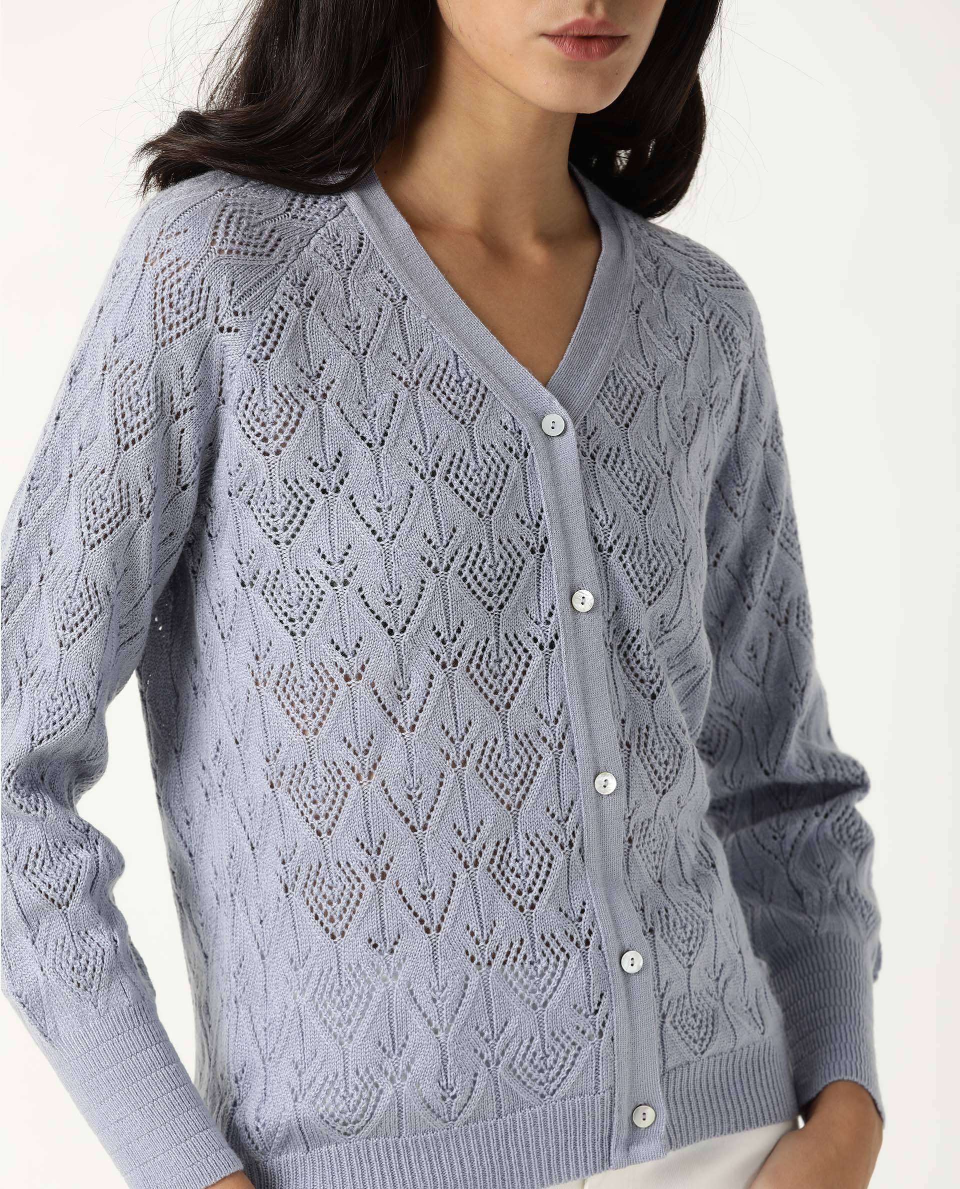 Rareism Women's Adorn Purple V-Neck Plain Regular Fit Sweater - Image 3