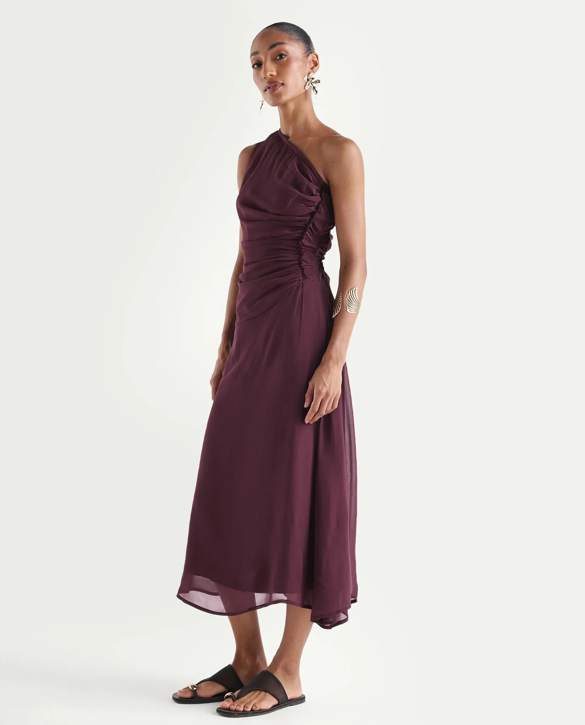 Rareism Women's Aelarri Maroon Viscose Blend Sleeveless Fit And Flare Printed Dress - Image 5