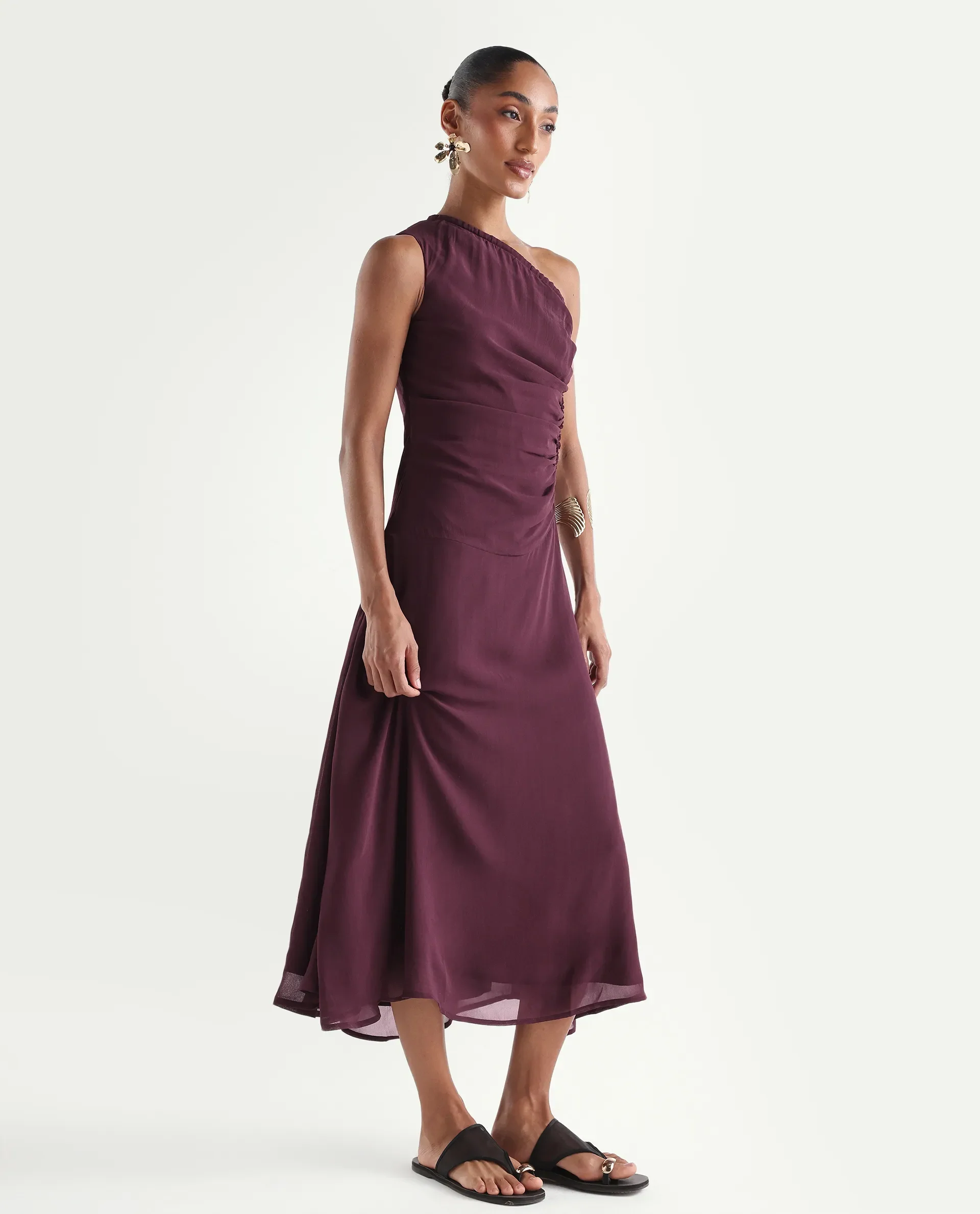 Rareism Women's Aelarri Maroon Viscose Blend Sleeveless Fit And Flare Printed Dress - Image 6