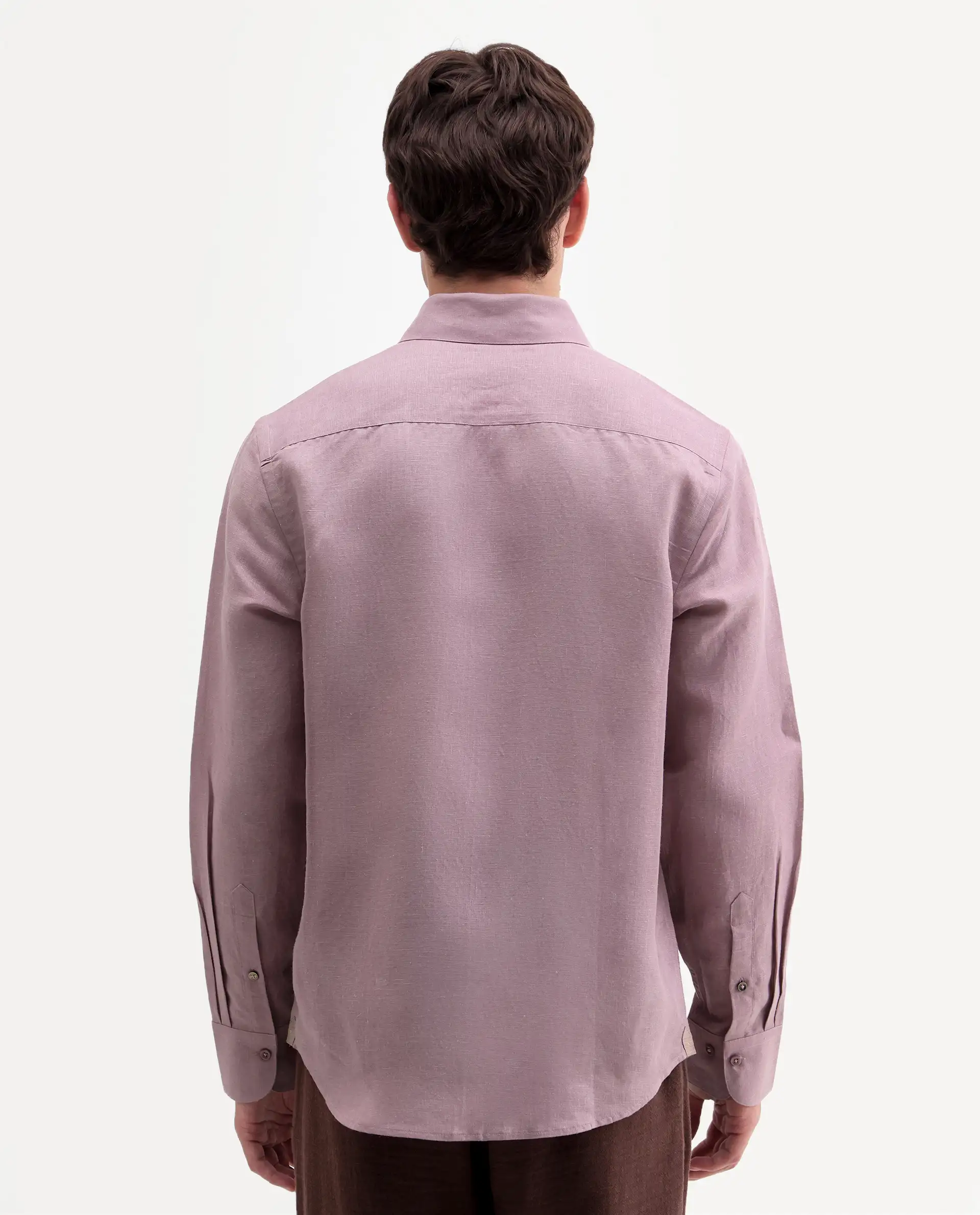Rare Rabbit Men's Aeri-Fs Dusky Pink Linen Blend Fabric Full Sleeve Spread Collar Button Regular Plain Shirt - Image 7