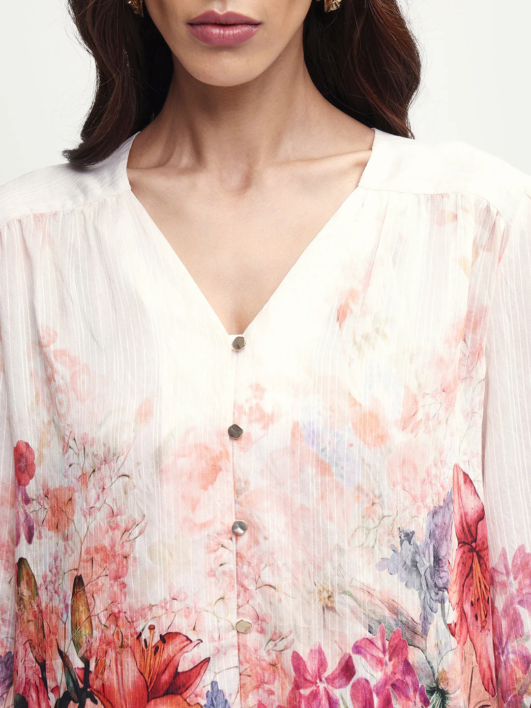 Rareism Women's Aerit Multi Viscose Blend Full Sleeve Regular Fit Floral Print Top - Image 4