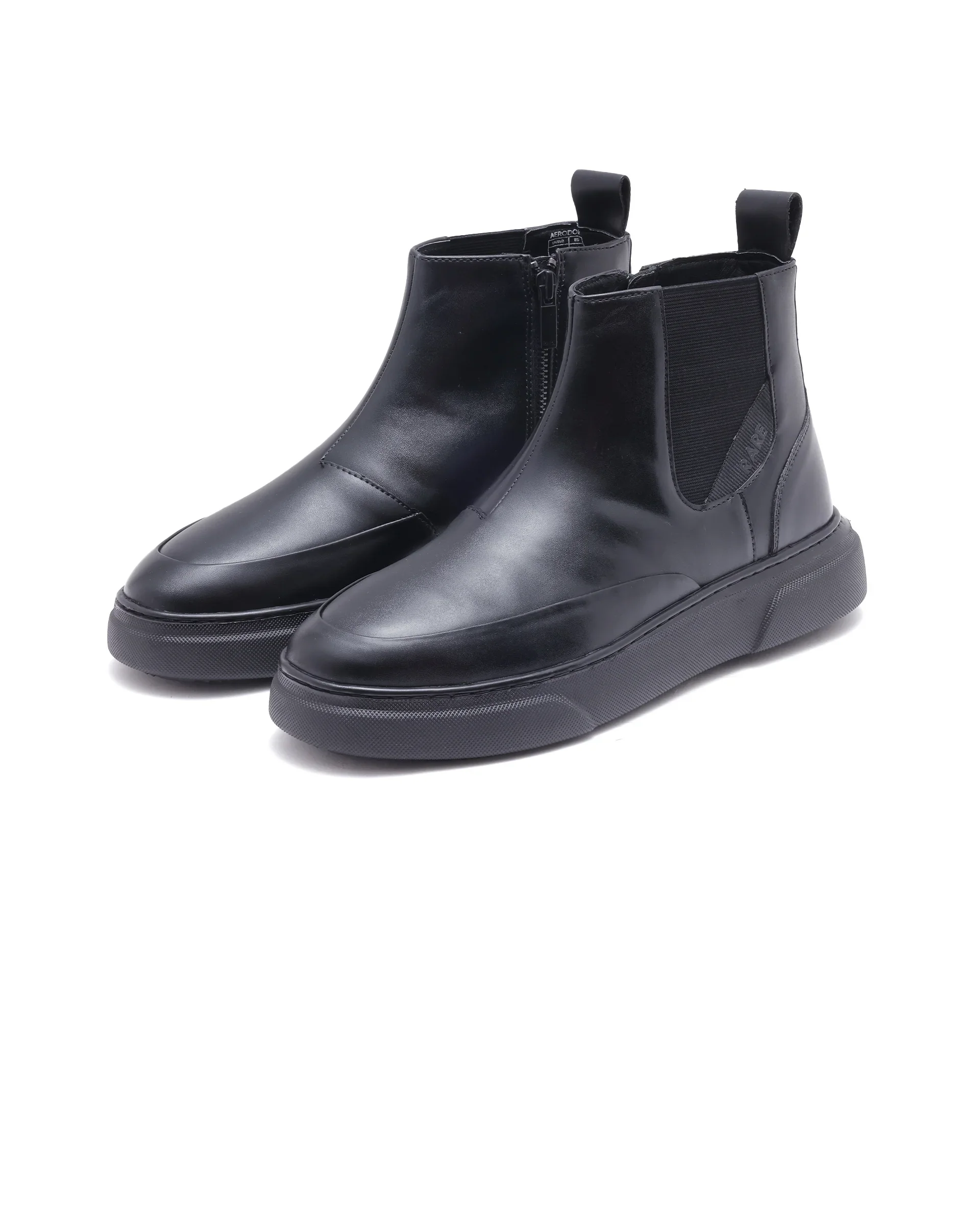 Rare Rabbit Men Aerodon Black Genuine Leather Zipper Closure High-Top Boot Sneaker - Image 3