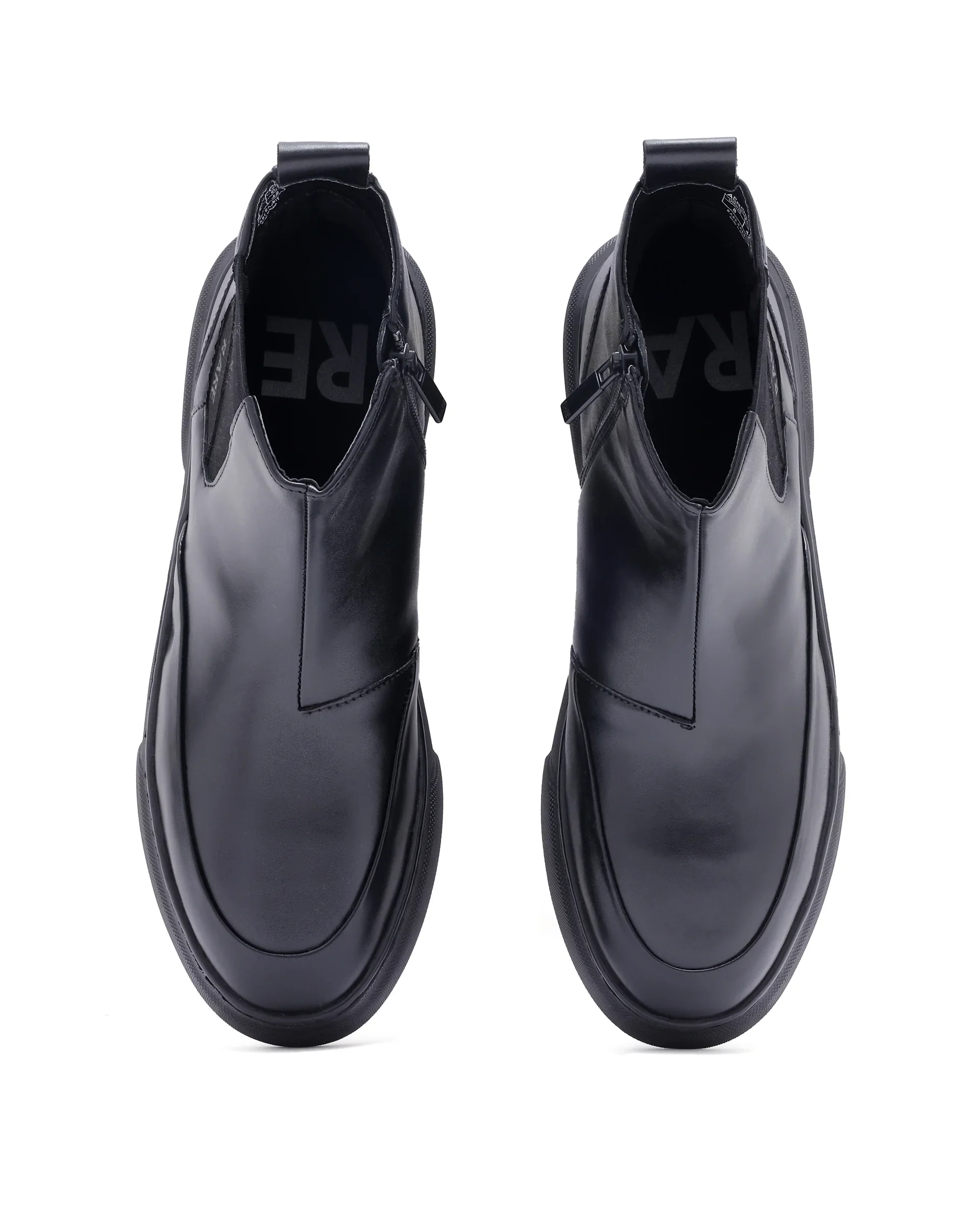 Rare Rabbit Men Aerodon Black Genuine Leather Zipper Closure High-Top Boot Sneaker - Image 6