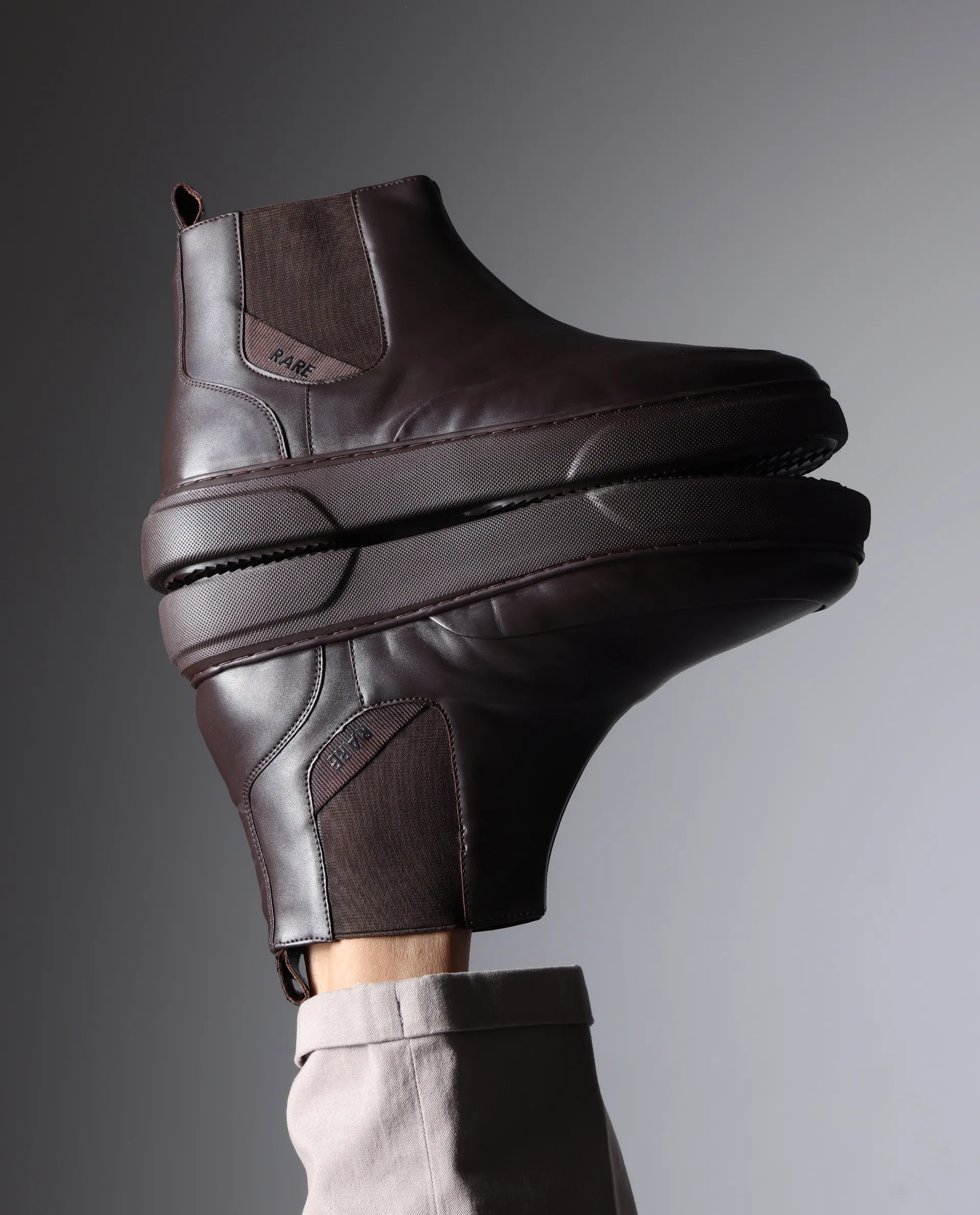 Rare Rabbit Men Aerodon Brown Genuine Leather Zipper Closure High-Top Boot Sneaker - Image 2