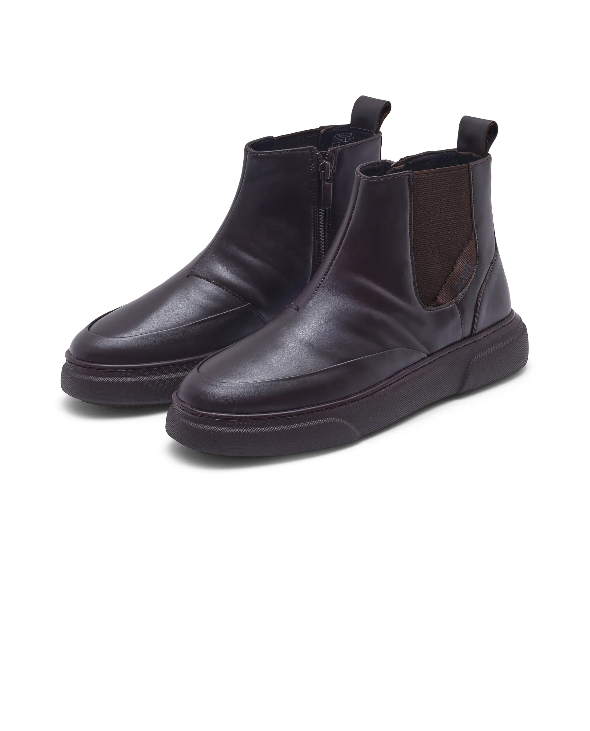 Rare Rabbit Men Aerodon Brown Genuine Leather Zipper Closure High-Top Boot Sneaker - Image 3