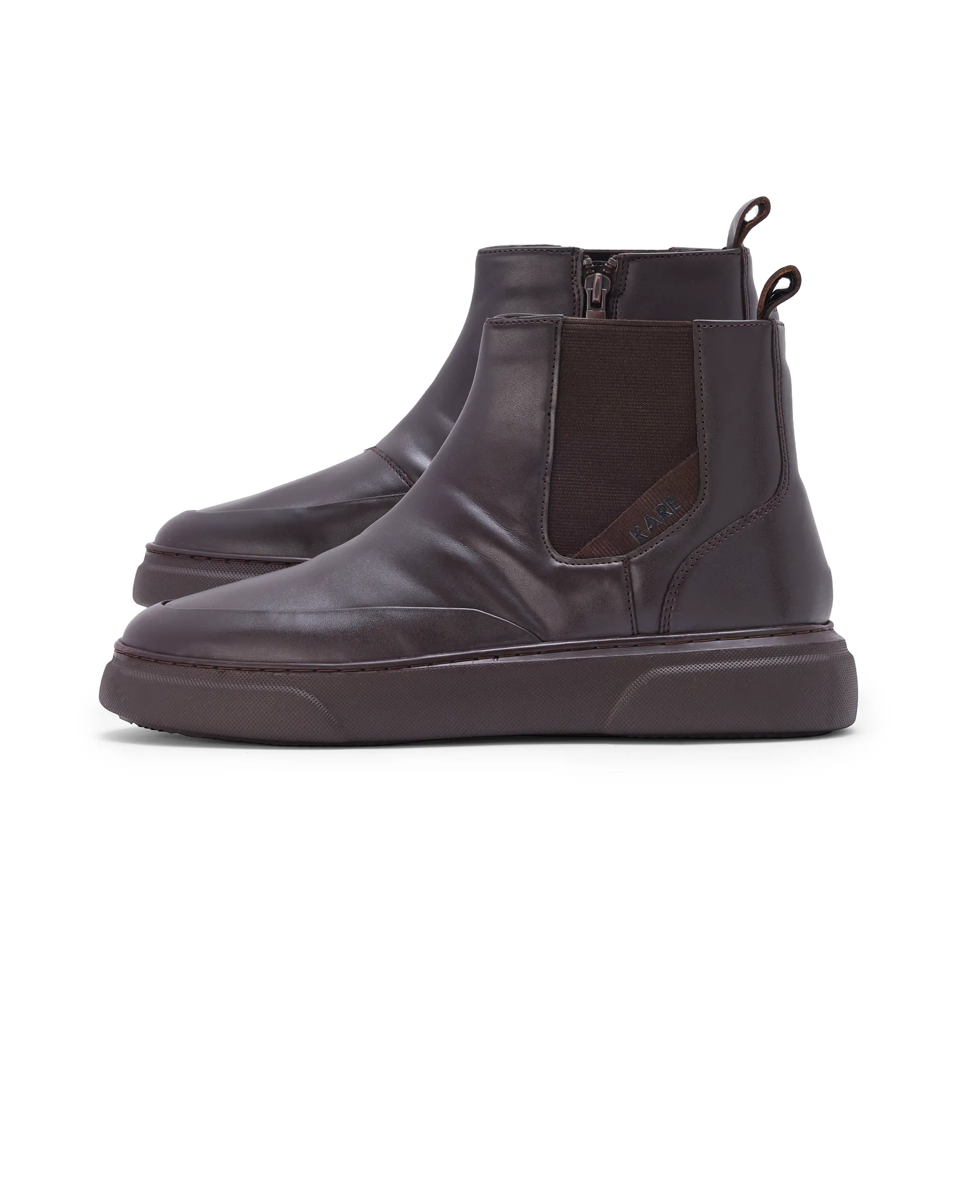 Rare Rabbit Men Aerodon Brown Genuine Leather Zipper Closure High-Top Boot Sneaker - Image 8