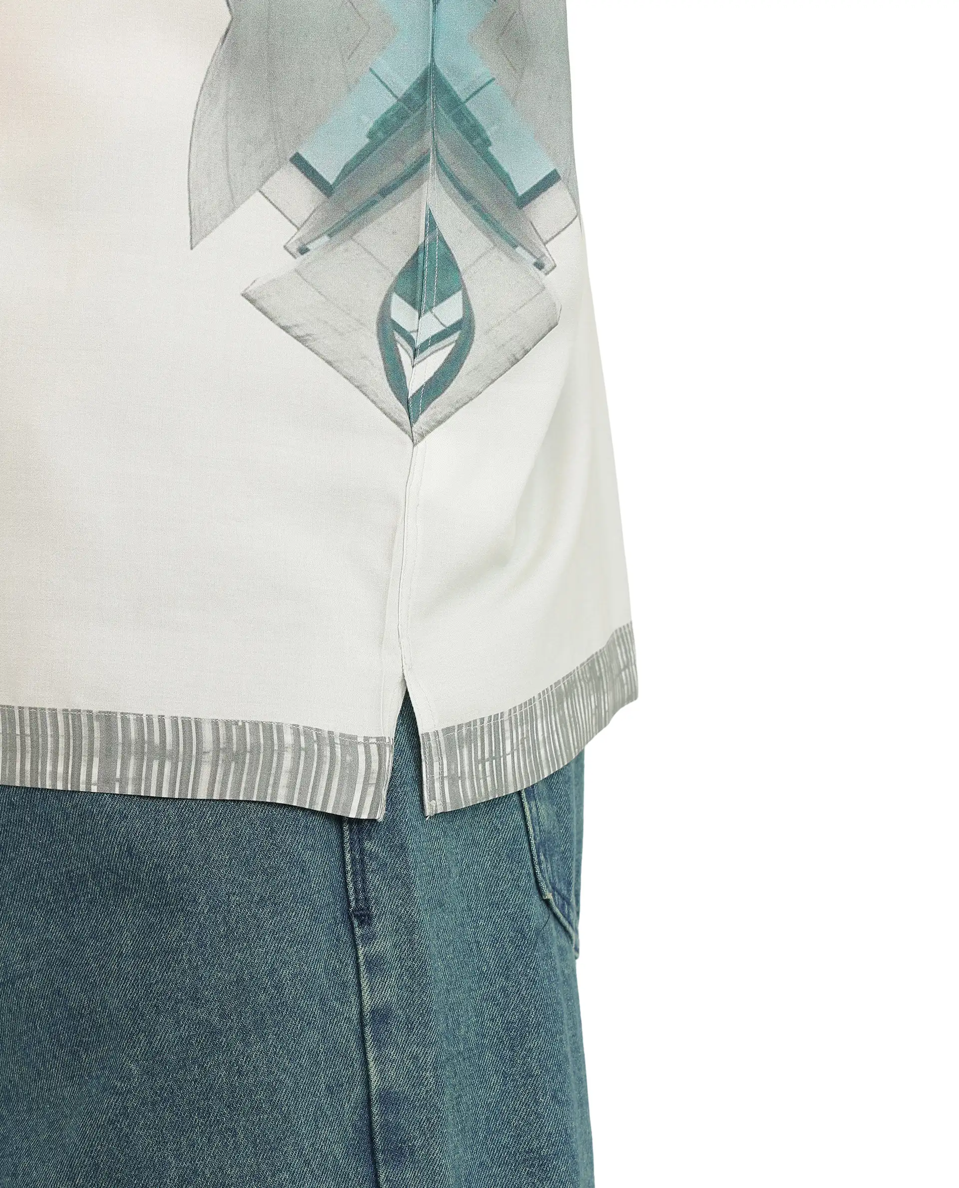 Rare Rabbit Men's Aeron Pastel Green Cotton Printed Boxy Fit Half Sleeve Cuban Collar Shirt - Image 4