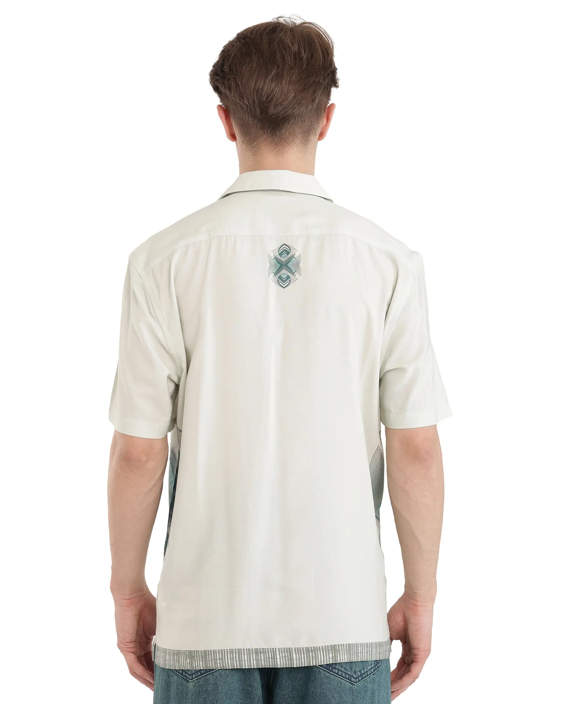Rare Rabbit Men's Aeron Pastel Green Cotton Printed Boxy Fit Half Sleeve Cuban Collar Shirt - Image 5
