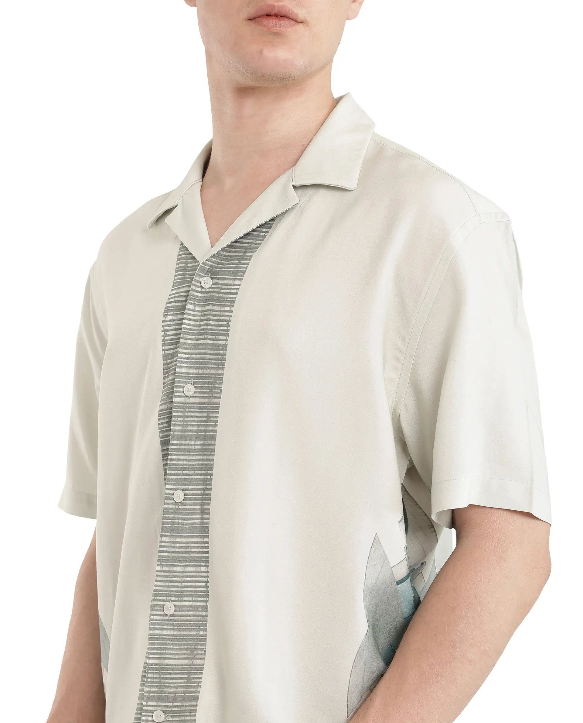 Rare Rabbit Men's Aeron Pastel Green Cotton Printed Boxy Fit Half Sleeve Cuban Collar Shirt - Image 6