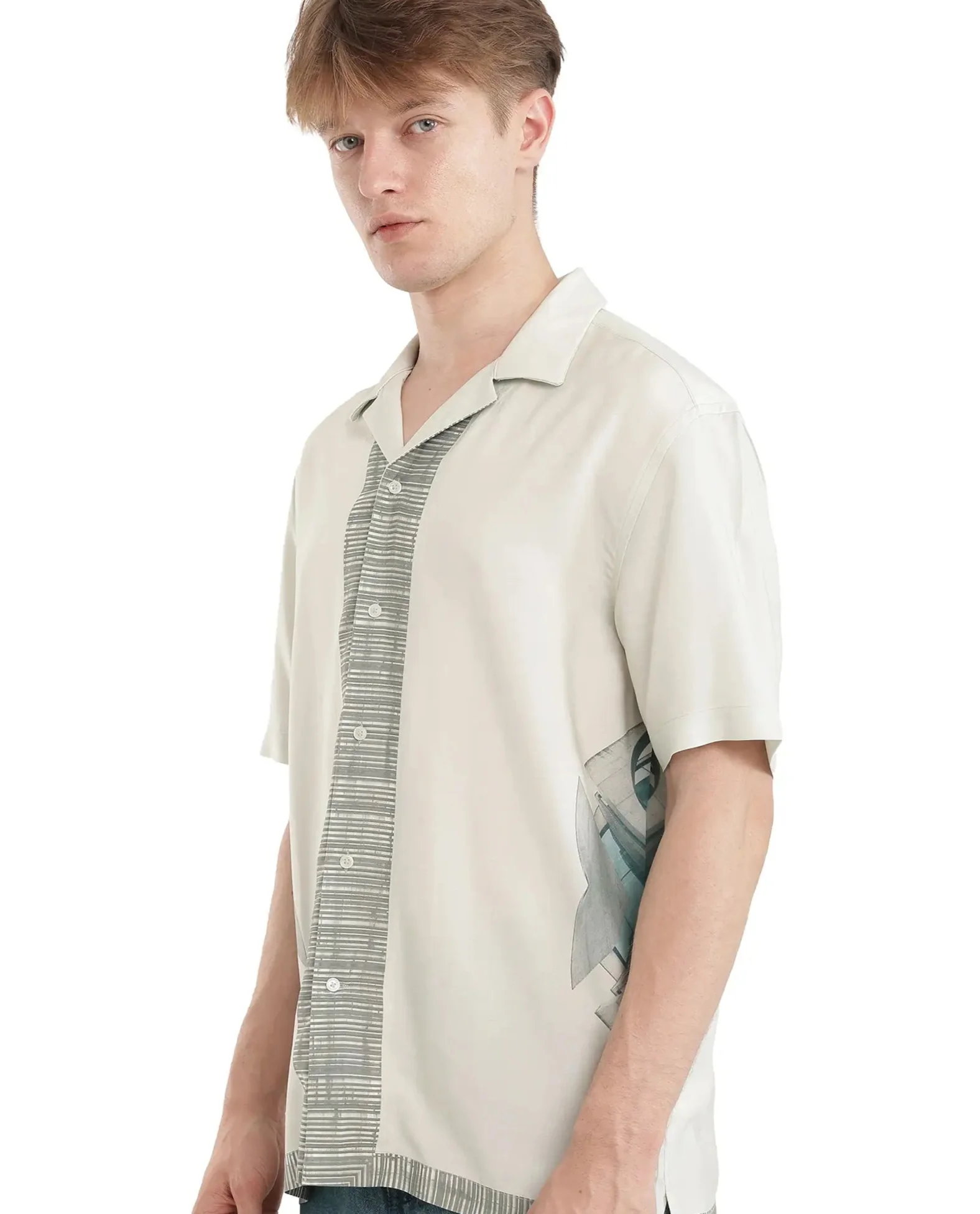 Rare Rabbit Men's Aeron Pastel Green Cotton Printed Boxy Fit Half Sleeve Cuban Collar Shirt - Image 7