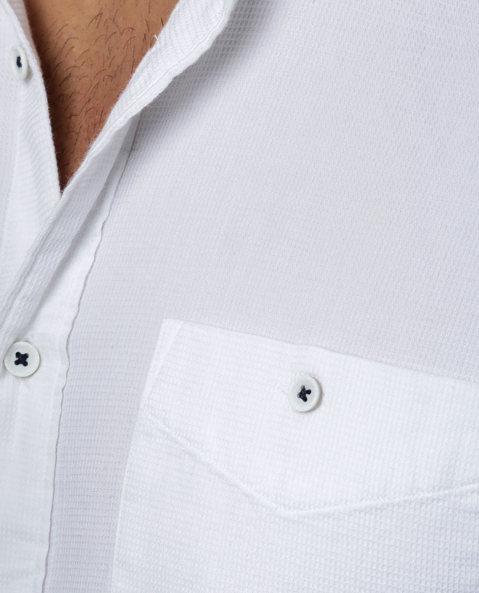 Rare Rabbit Men's Affel White Cotton Tailored Fit Half Sleeve Spread Collar Shirt - Image 3