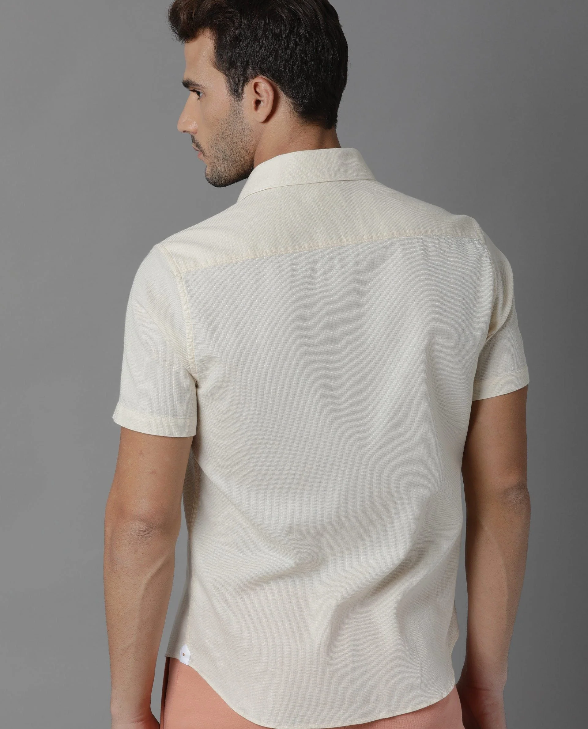 Rare Rabbit Men's Affel Yellow Cotton Regular Fit Half Sleeve Spread Collar Shirt - Image 4