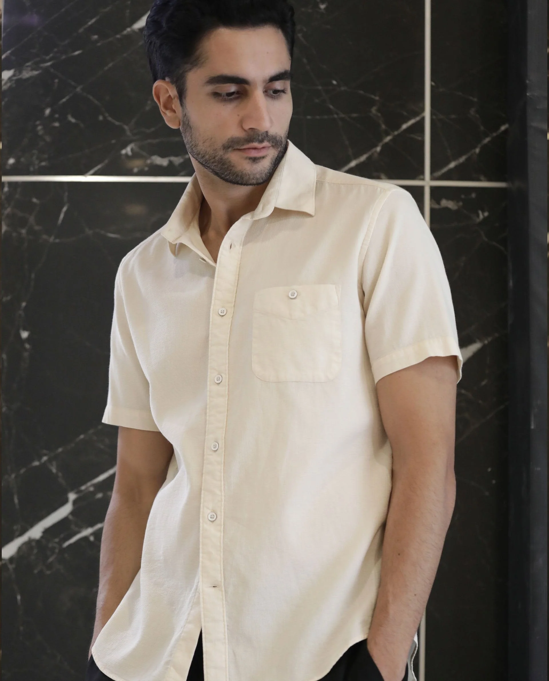 Rare Rabbit Men's Affel Yellow Cotton Regular Fit Half Sleeve Spread Collar Shirt - Image 8
