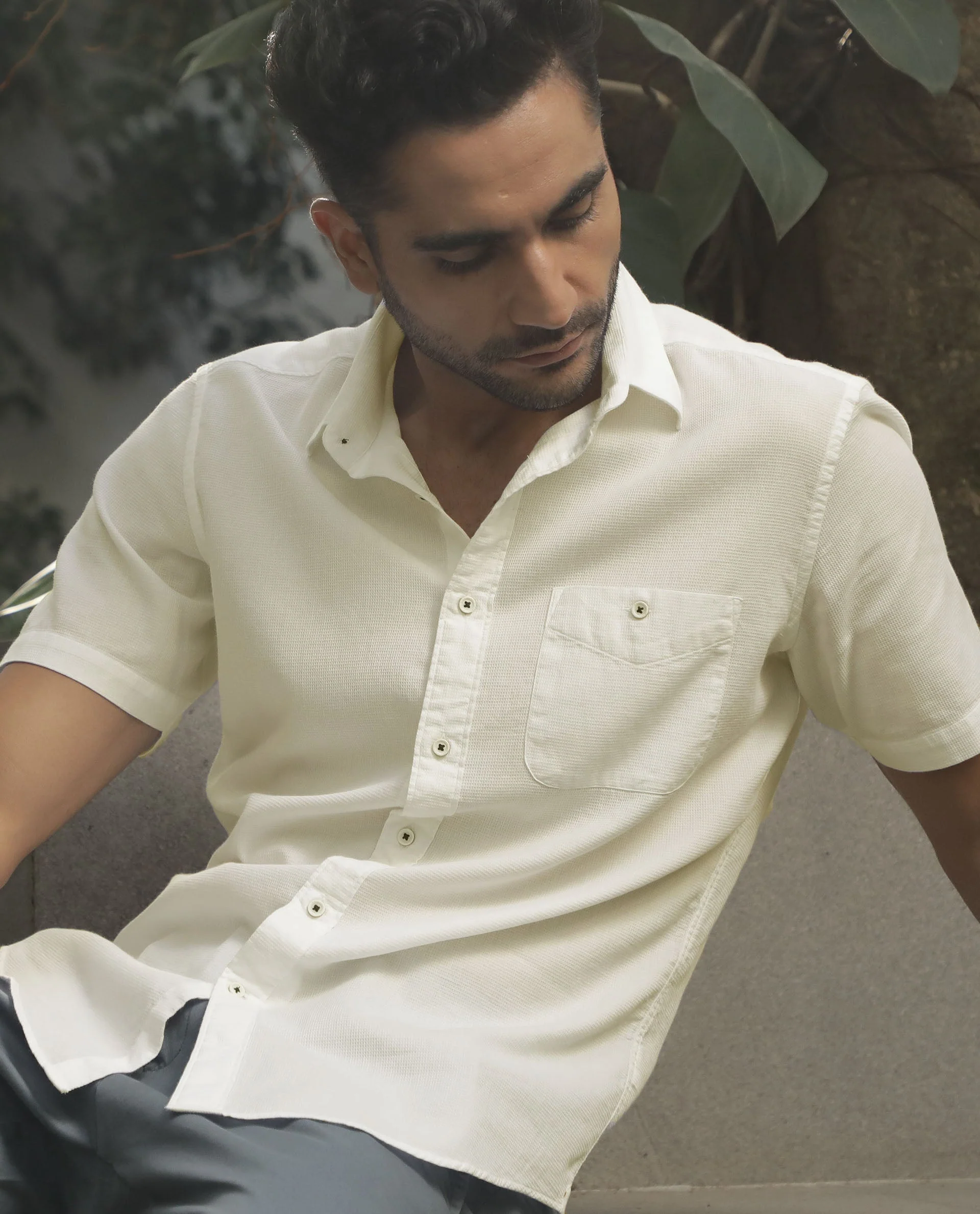 Rare Rabbit Men's Affel Yellow Cotton Regular Fit Half Sleeve Spread Collar Shirt - Image 9
