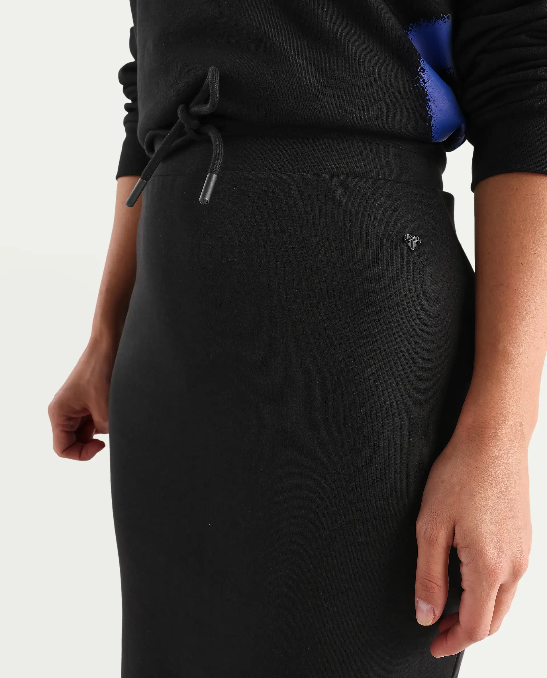 Rareism Women's Afsko B Black Cotton Plain Midi Straight Fit Skirt - Image 8