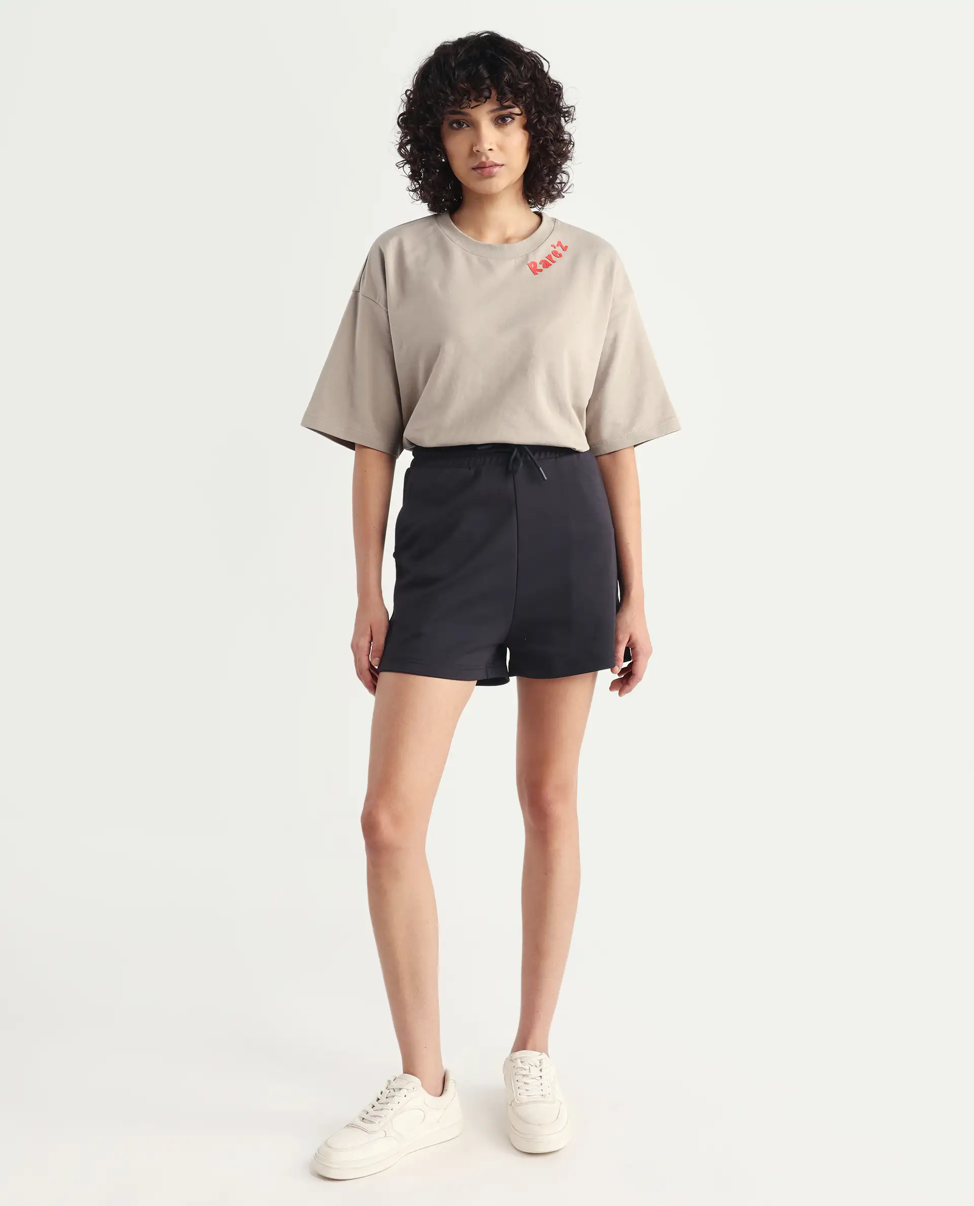 Rareism Women's Aftok B Black Cotton Blend Plain Mini Regular Fit Shorts - Image 3