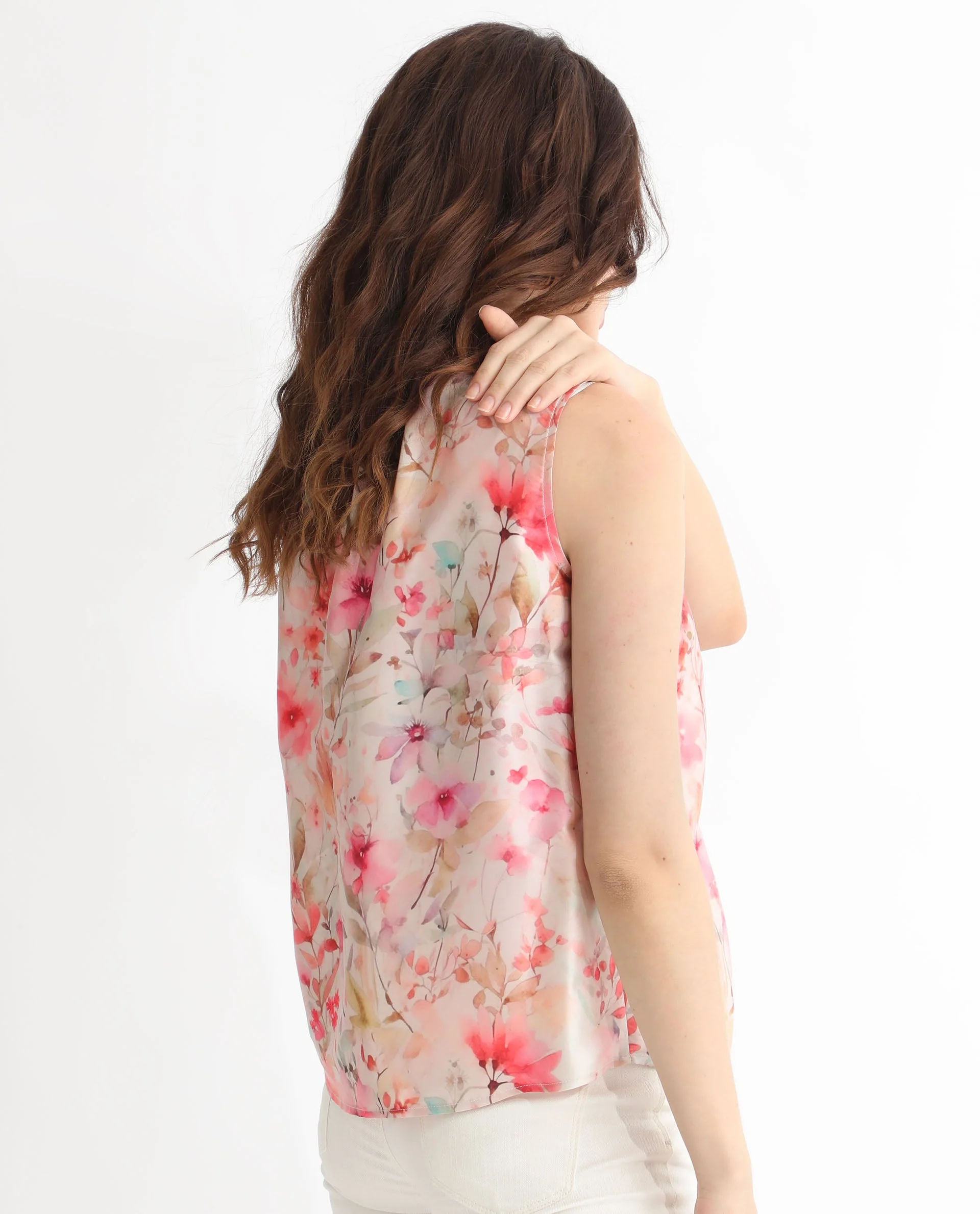 Rareism Women's Agaro Multi Polyester Sweetheart Neck Floral Print Sleeveless Relaxed Fit Top - Image 11