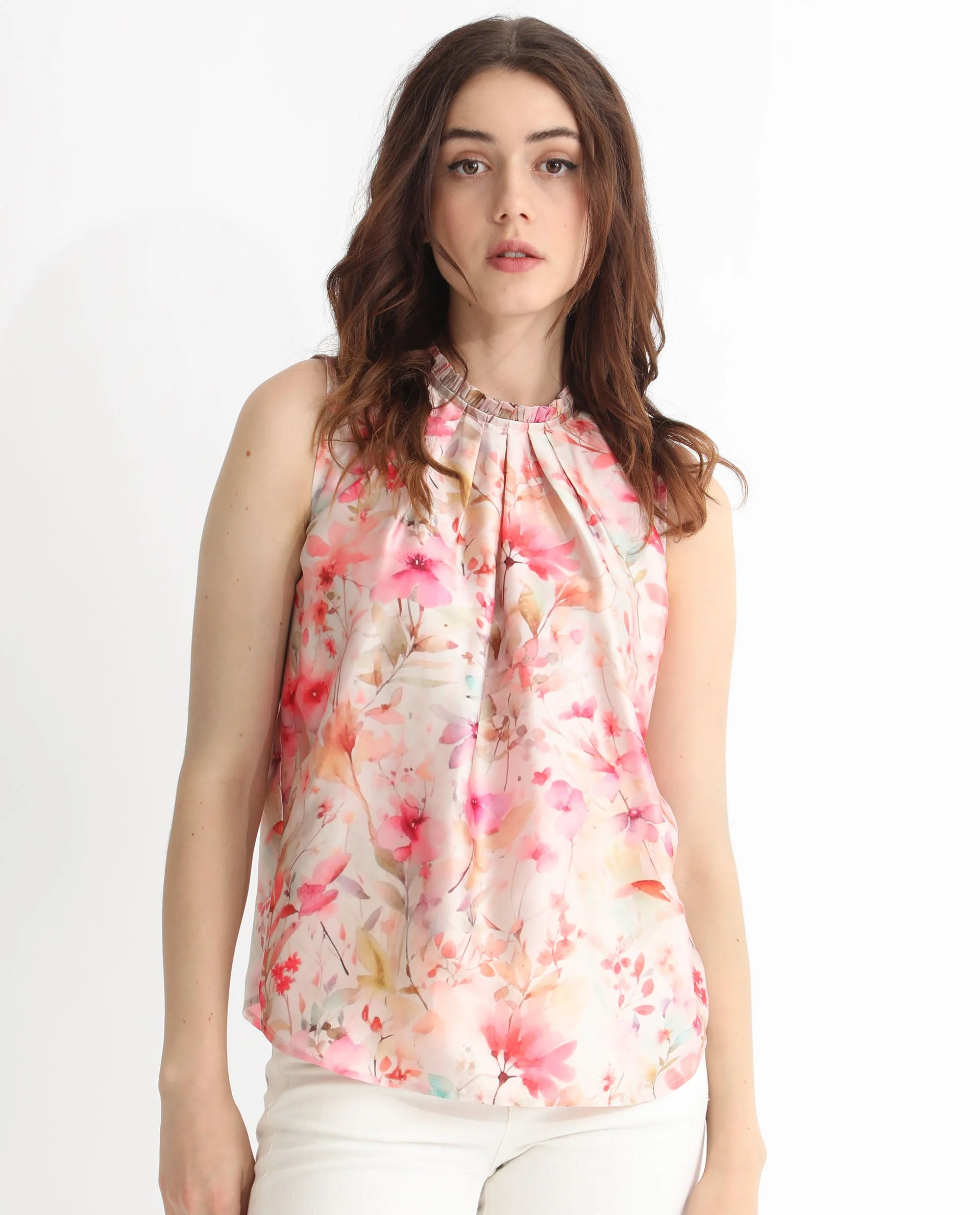 Rareism Women's Agaro Multi Polyester Sweetheart Neck Floral Print Sleeveless Relaxed Fit Top - Image 12