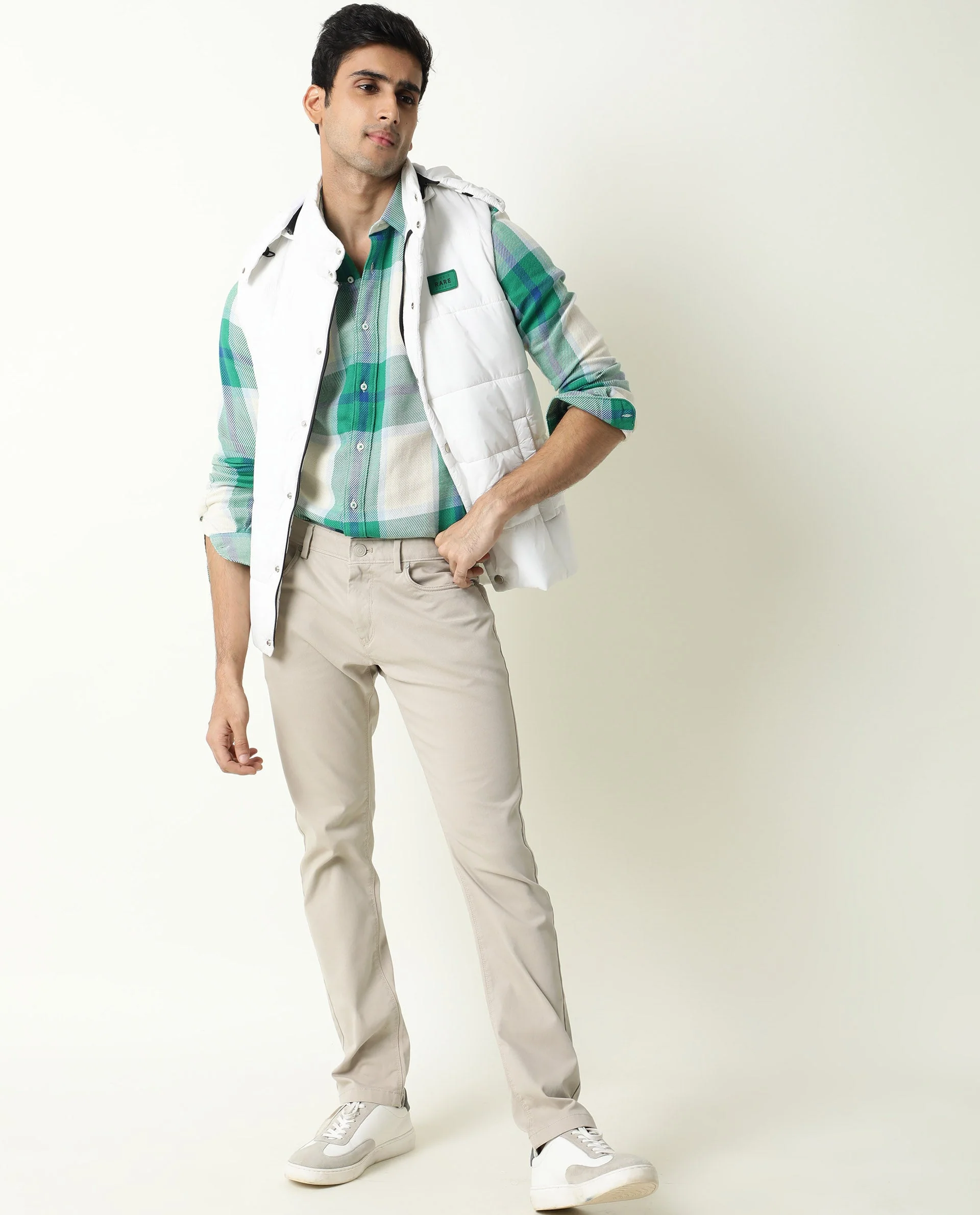 Rare Rabbit Men's Agda Green Checked Print Regular Fit Full Sleeve Spread Collar Shirt - Image 14