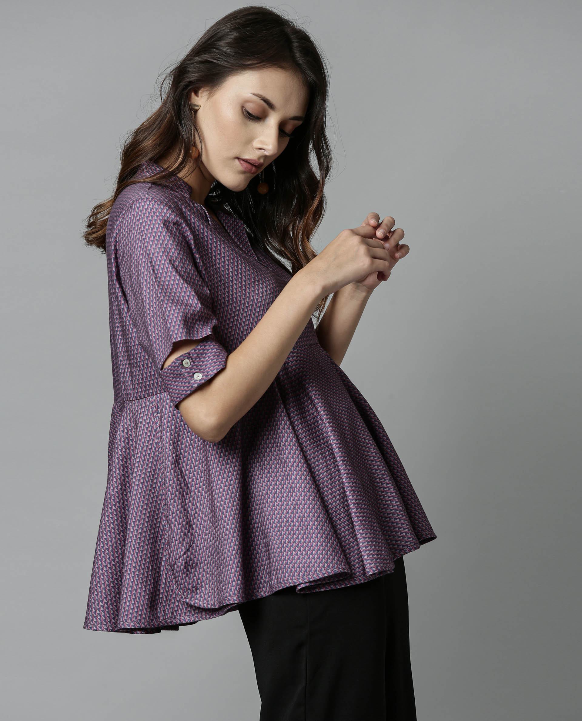 Rareism Women Agnes Pink Top Short Sleeves Printed - Image 5