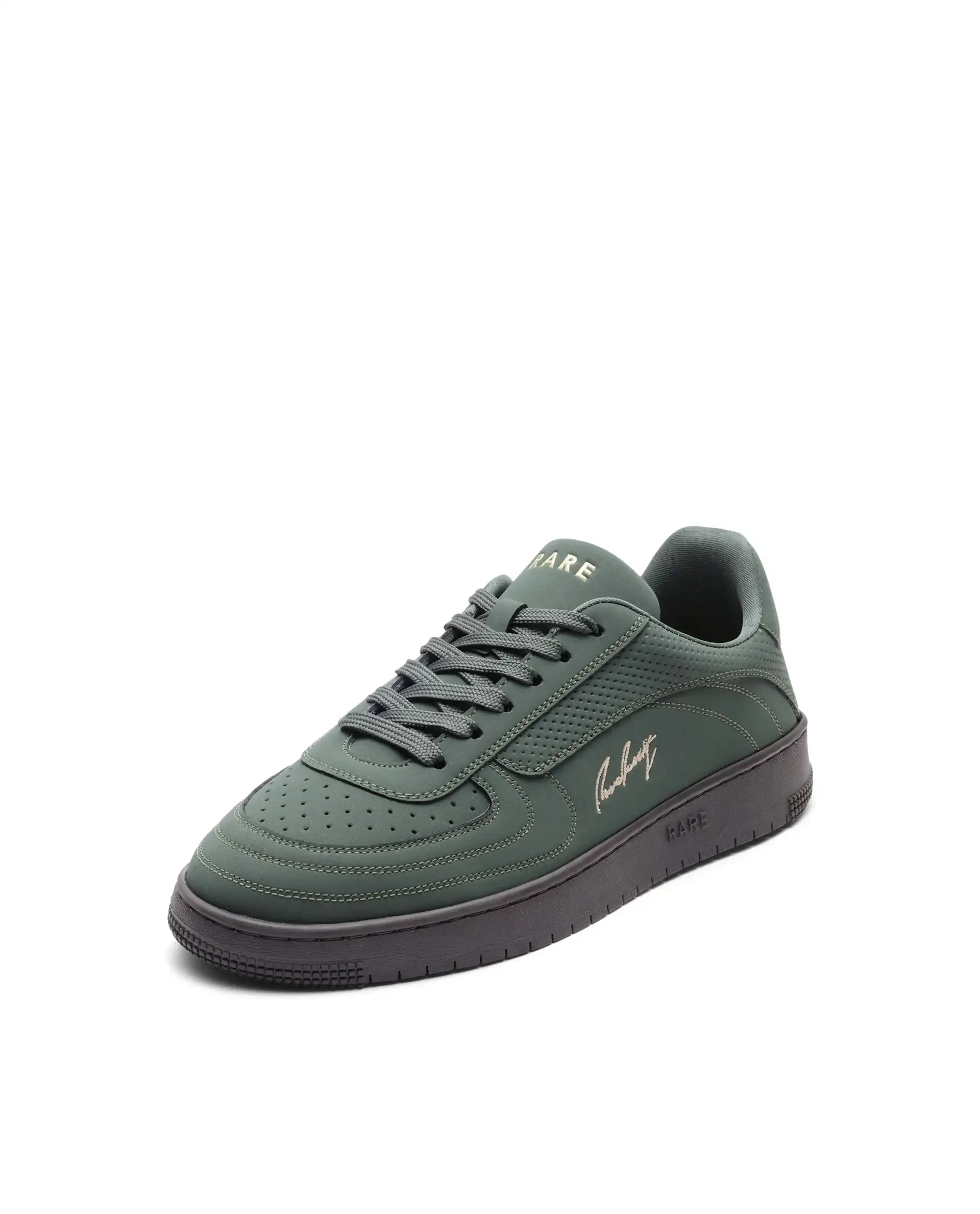 Rare Rabbit Men's Agno Olive Micro Leather Sneaker - Image 4
