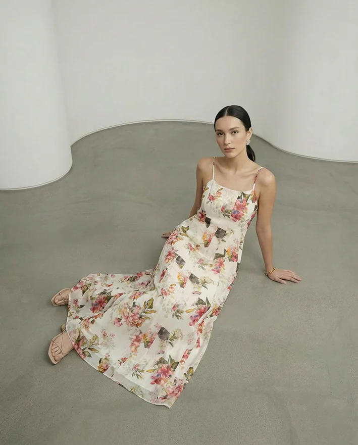Rareism Women's Ailsa Off White Viscose Blend Sleeveless Fit And Flare Floral Print Dress - Image 3