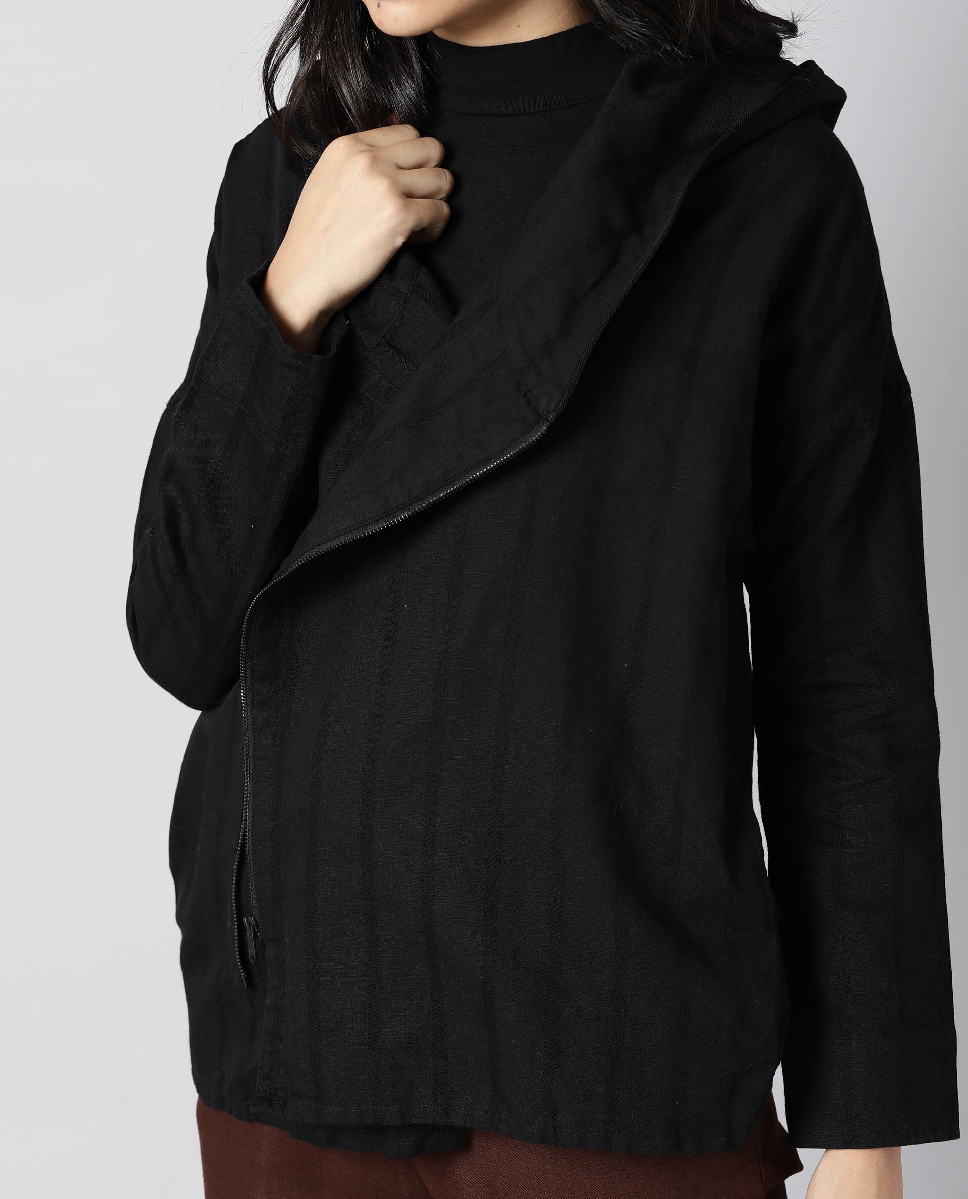 Rareism Womens Air Black Hoodie Zipper Closure - Image 2