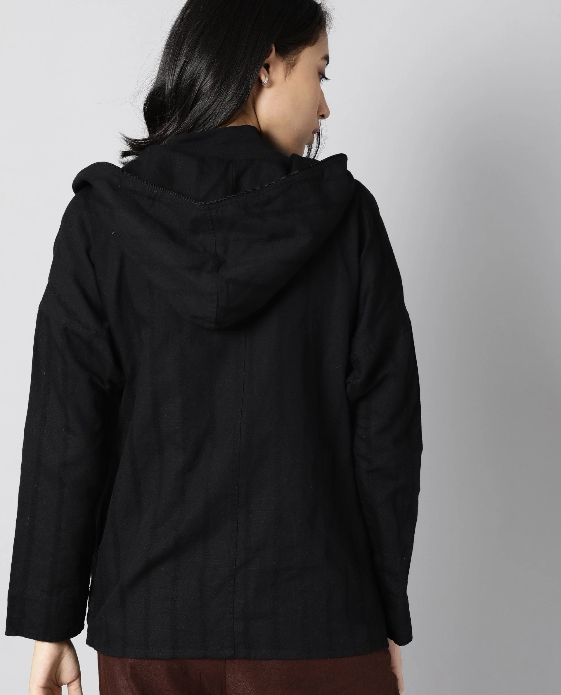 Rareism Womens Air Black Hoodie Zipper Closure - Image 5
