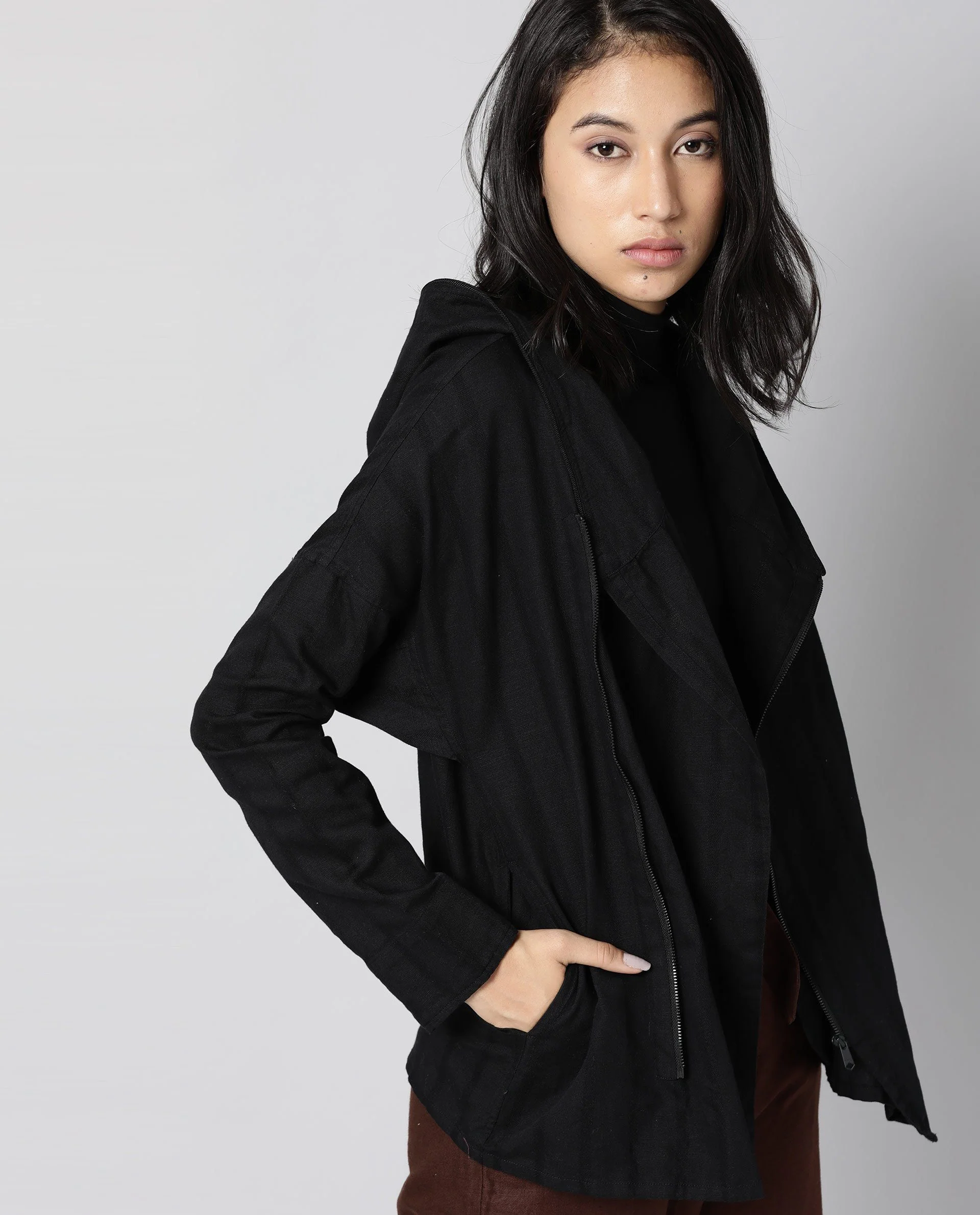 Rareism Womens Air Black Hoodie Zipper Closure - Image 7