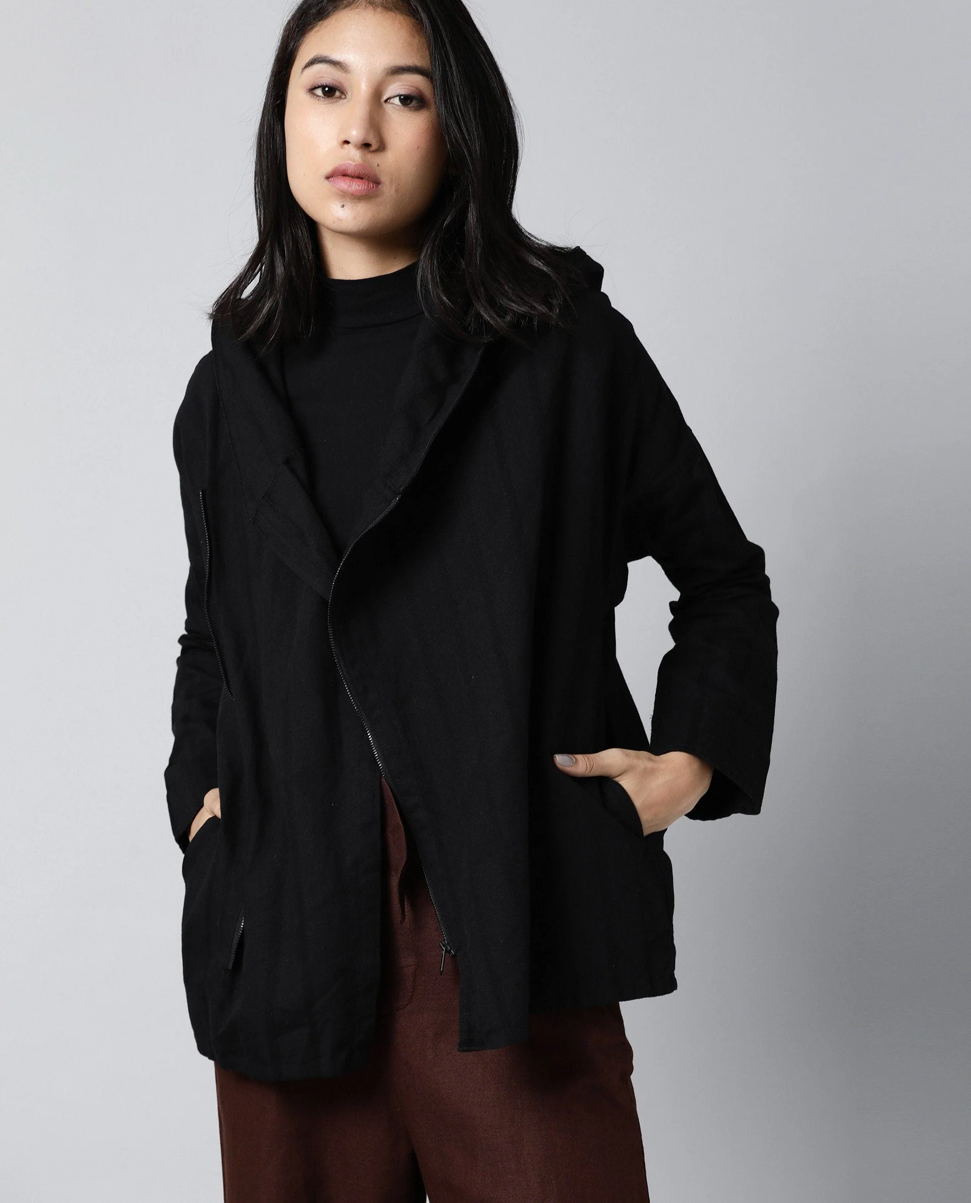 Rareism Womens Air Black Hoodie Zipper Closure - Image 9