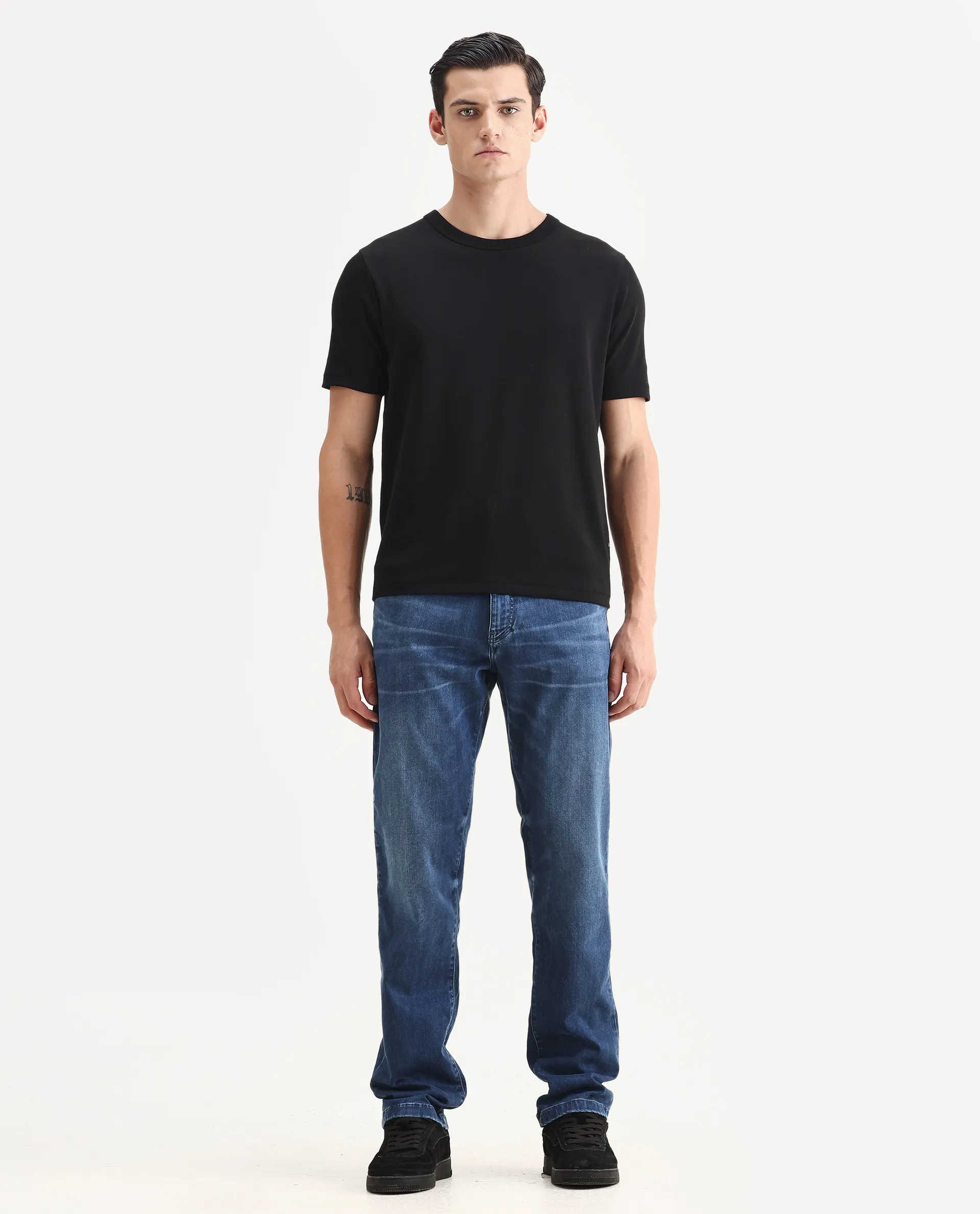 Rare Rabbit Men's Airus Blue Cotton Blend Fabric Morris Regular Fit Plain Jeans - Image 4
