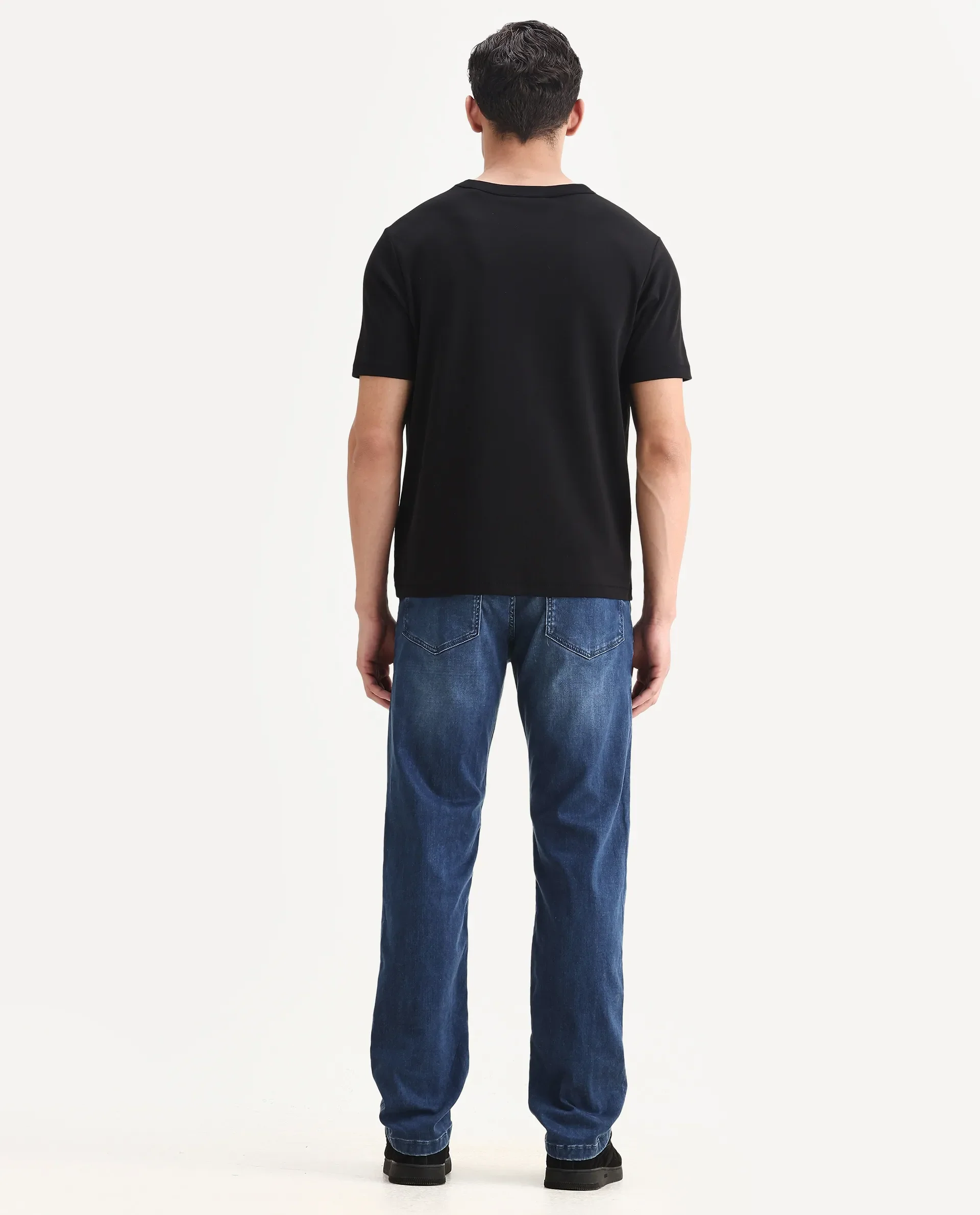 Rare Rabbit Men's Airus Blue Cotton Blend Fabric Morris Regular Fit Plain Jeans - Image 8