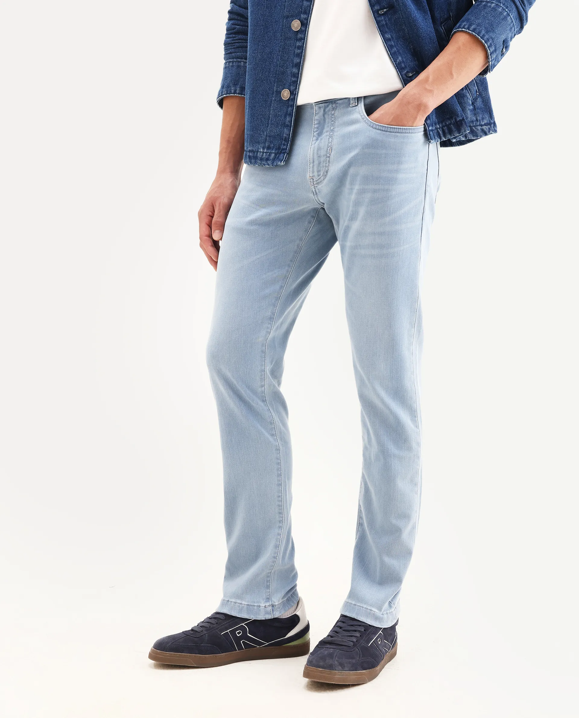 Rare Rabbit Men's Airus-S Light Blue Cotton Fabric Hawk Slim Plain Jeans - Image 2