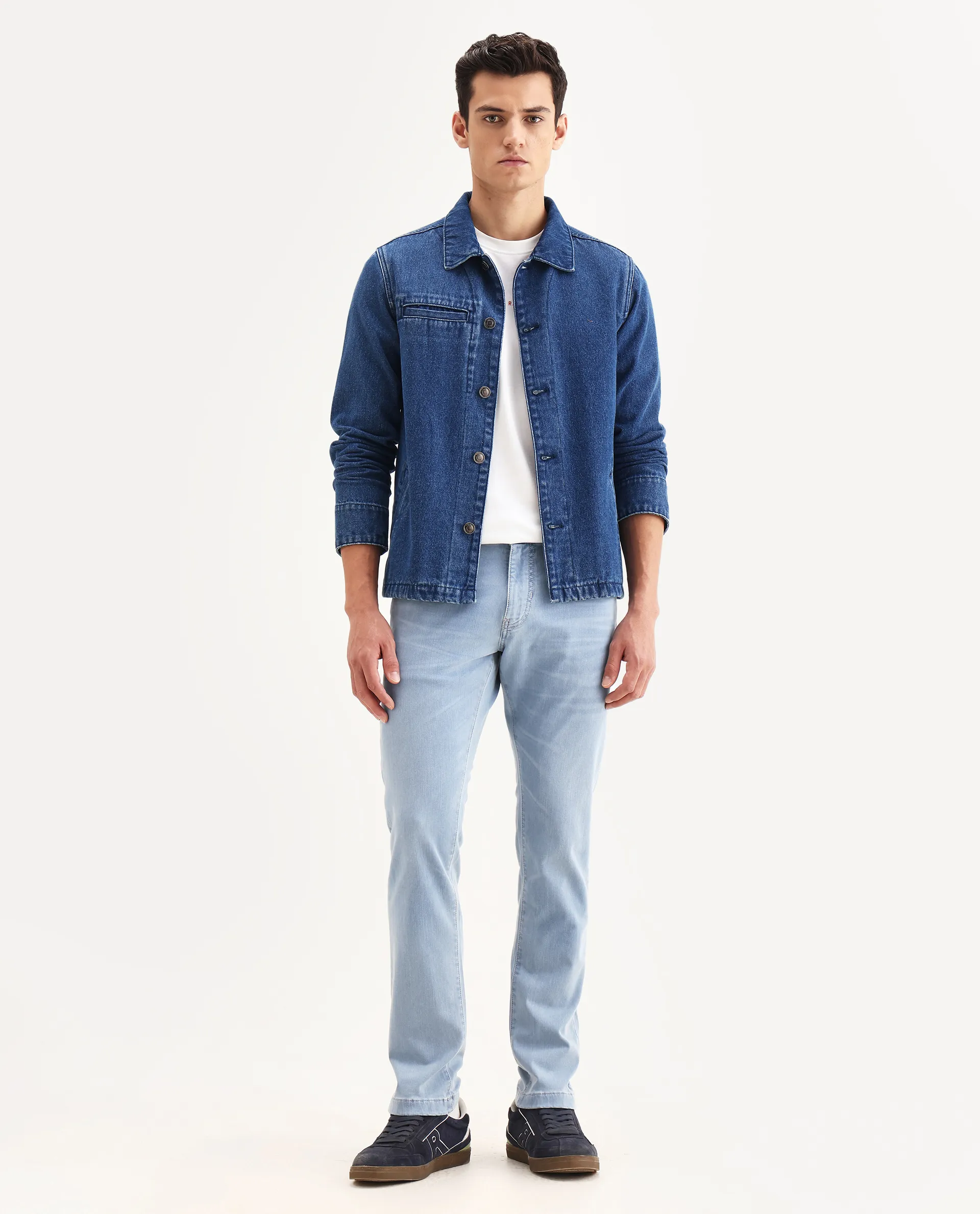 Rare Rabbit Men's Airus-S Light Blue Cotton Fabric Hawk Slim Plain Jeans - Image 4