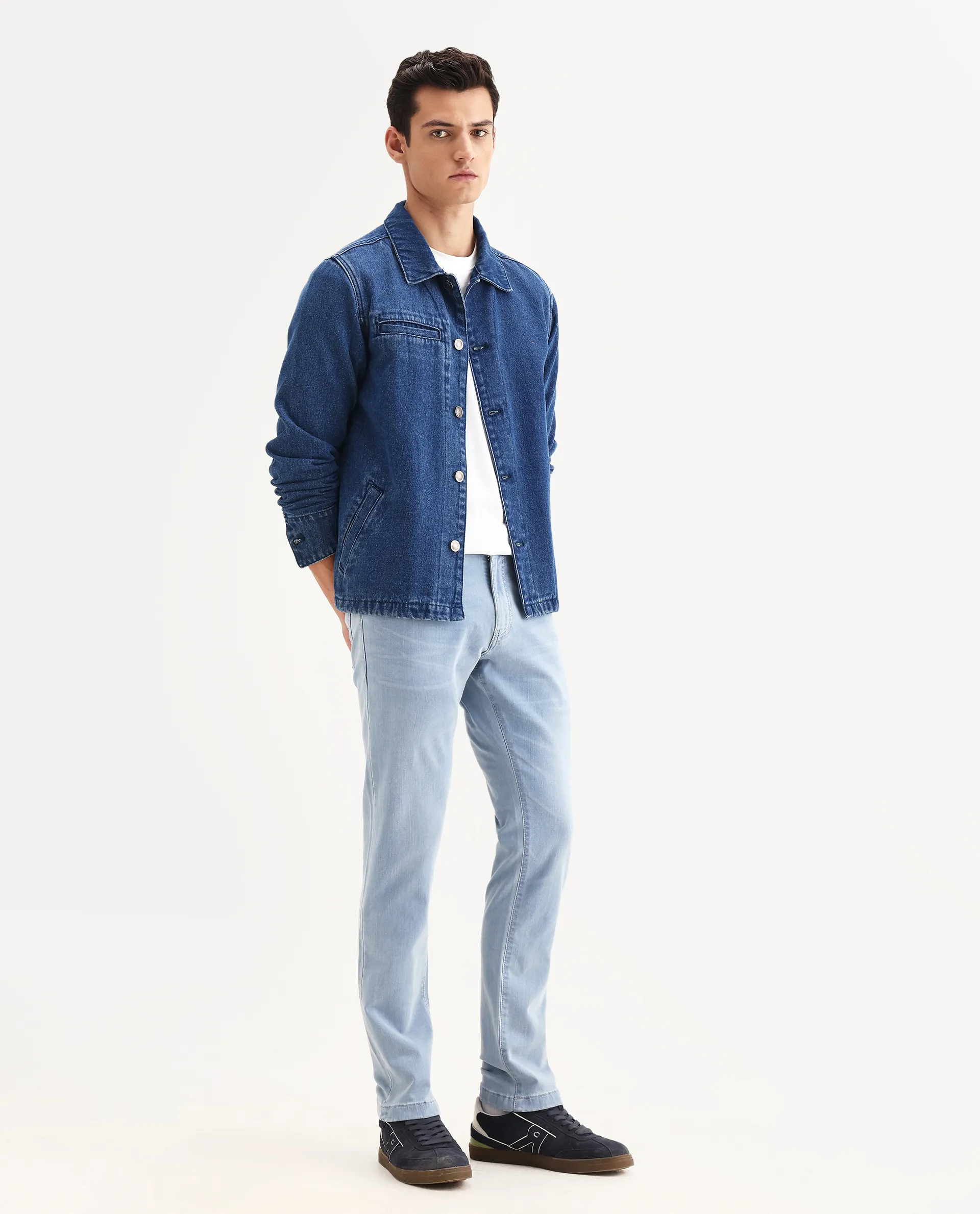 Rare Rabbit Men's Airus-S Light Blue Cotton Fabric Hawk Slim Plain Jeans - Image 6