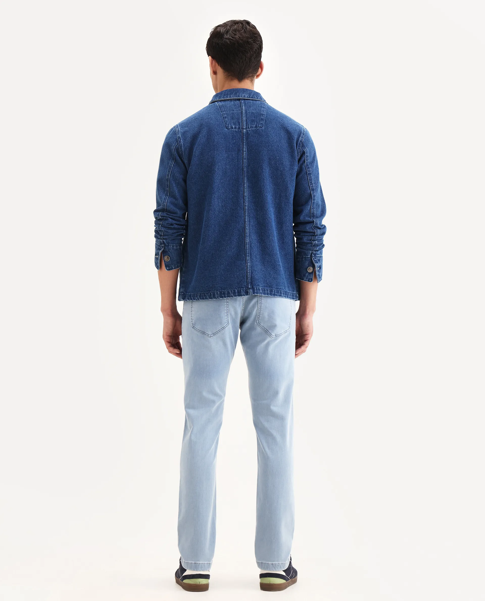 Rare Rabbit Men's Airus-S Light Blue Cotton Fabric Hawk Slim Plain Jeans - Image 8