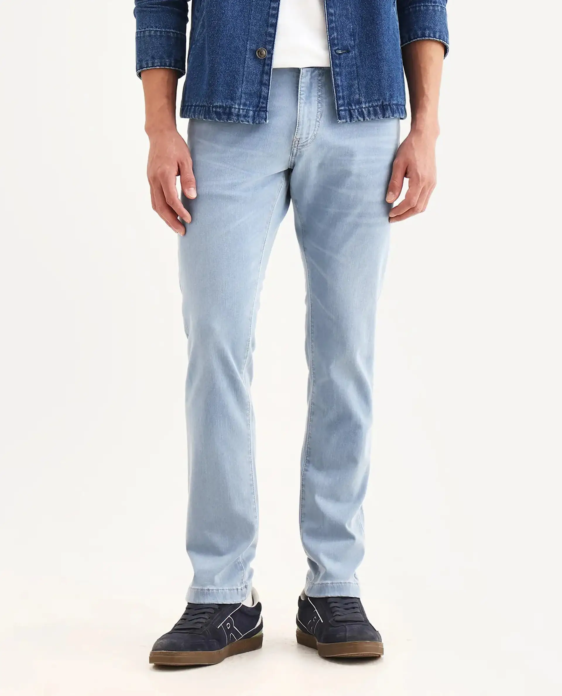 Rare Rabbit Men's Airus-S Light Blue Cotton Fabric Hawk Slim Plain Jeans - Image 9