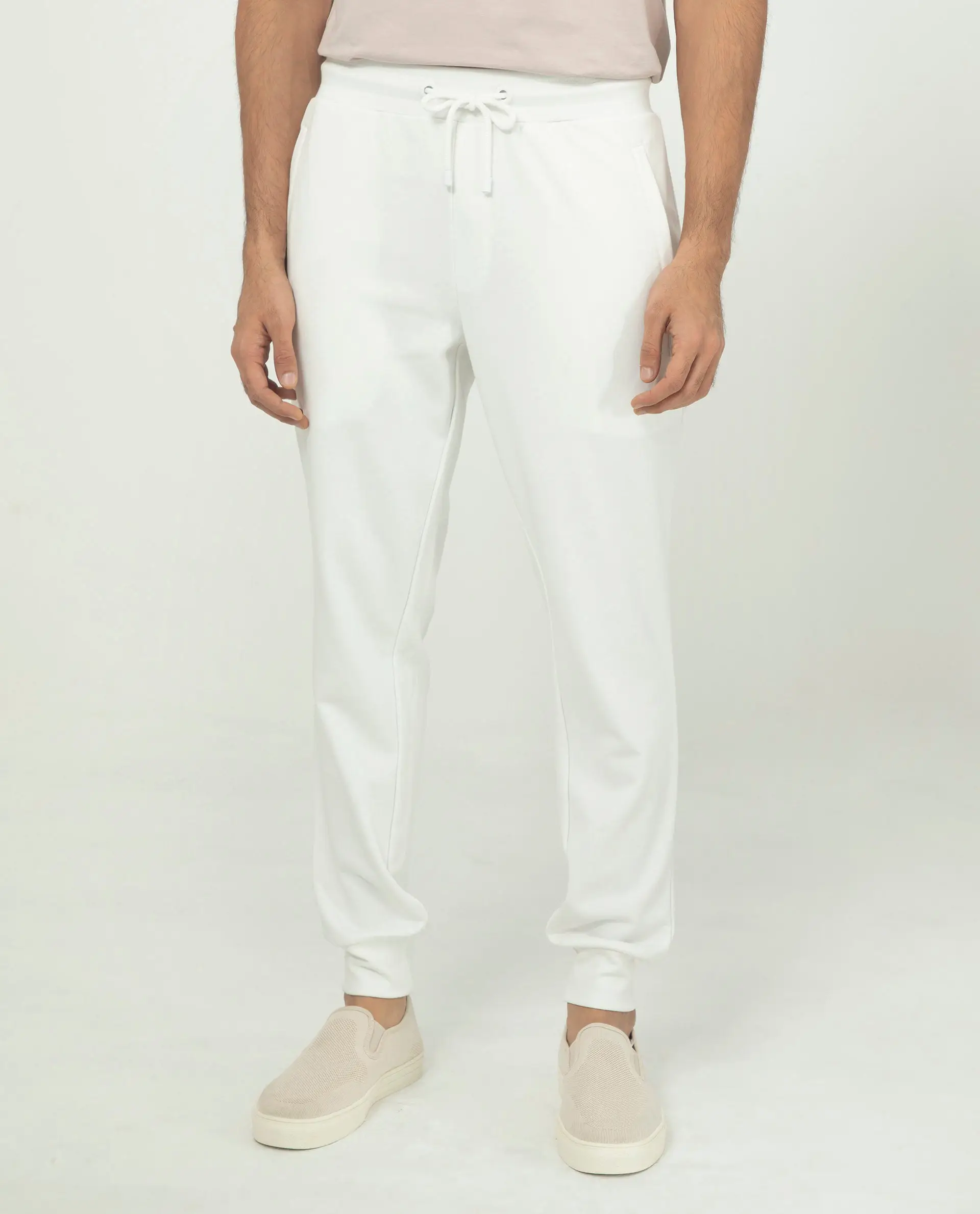 Rare Rabbit Men's Akagi Off White Cotton Plain Regular Fit Joggers - Image 12