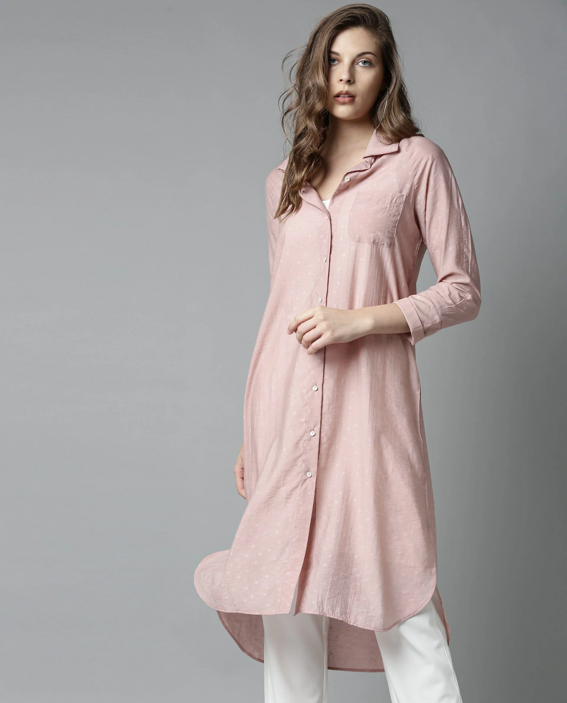 Rareism Women Akia Pink Dress Full Sleeves Solid - Image 4