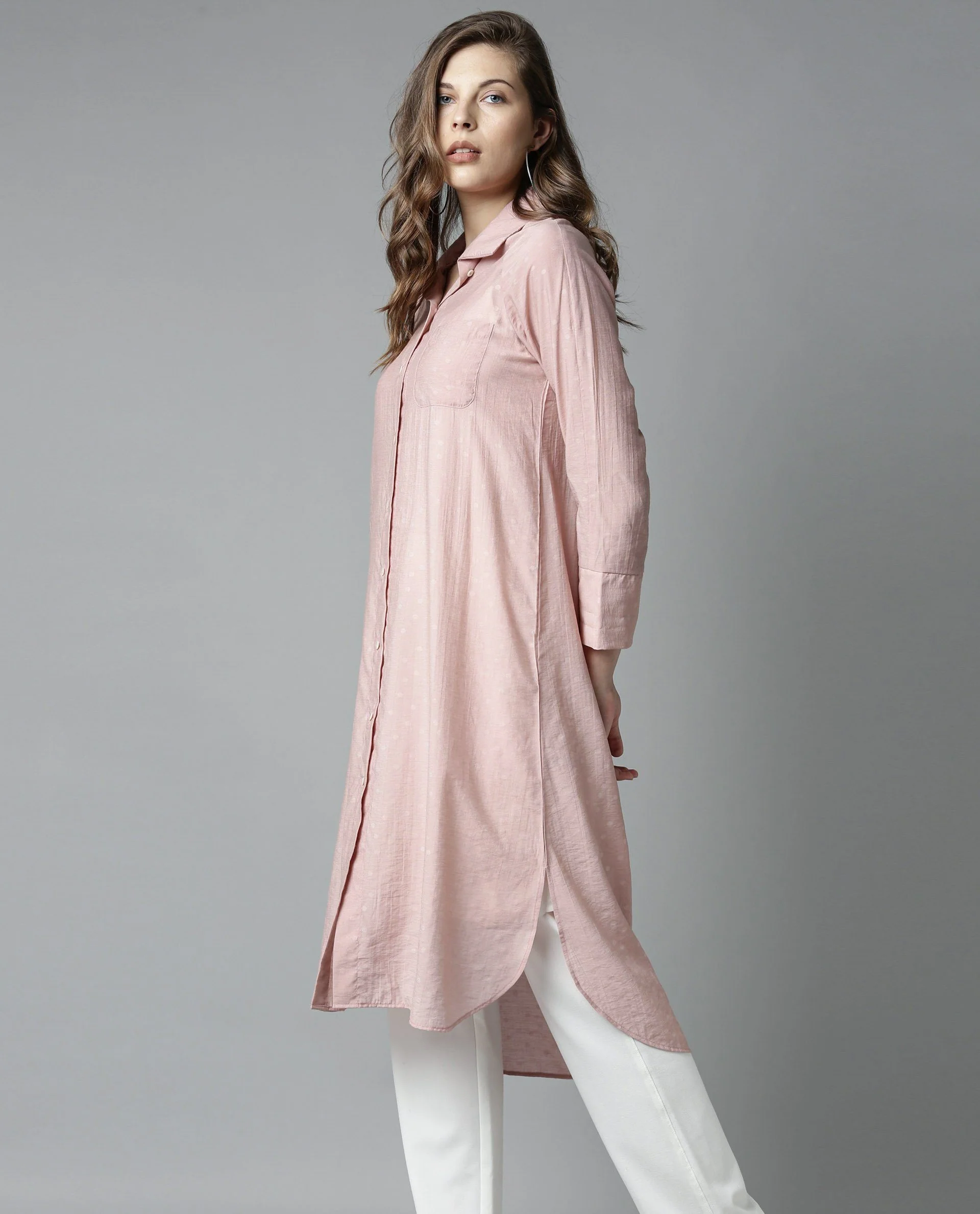 Rareism Women Akia Pink Dress Full Sleeves Solid - Image 5