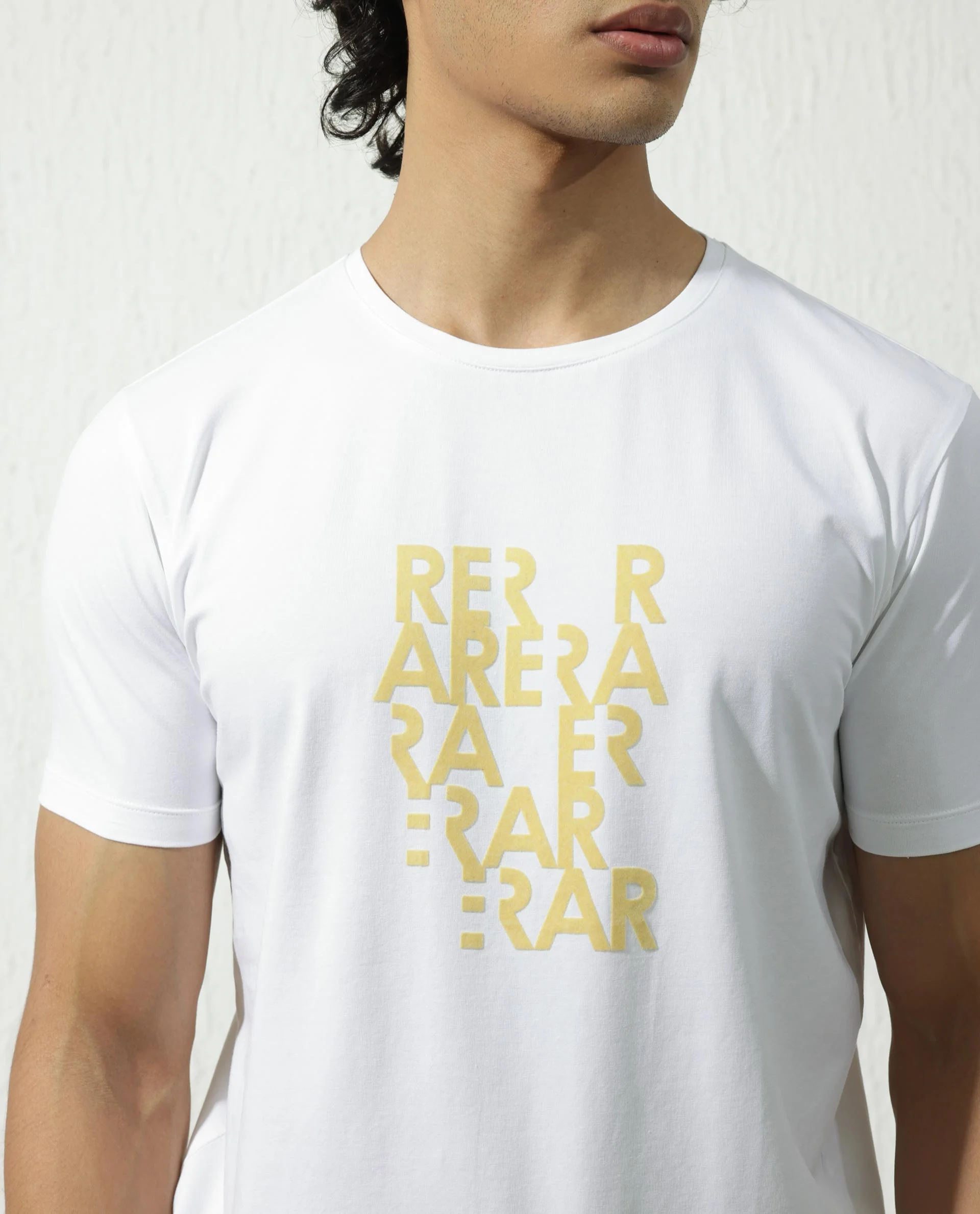 Rare Rabbit Men's Akro White Cotton Blend Graphic Print Regular Fit Half Sleeve Crew Neck T-Shirt - Image 6