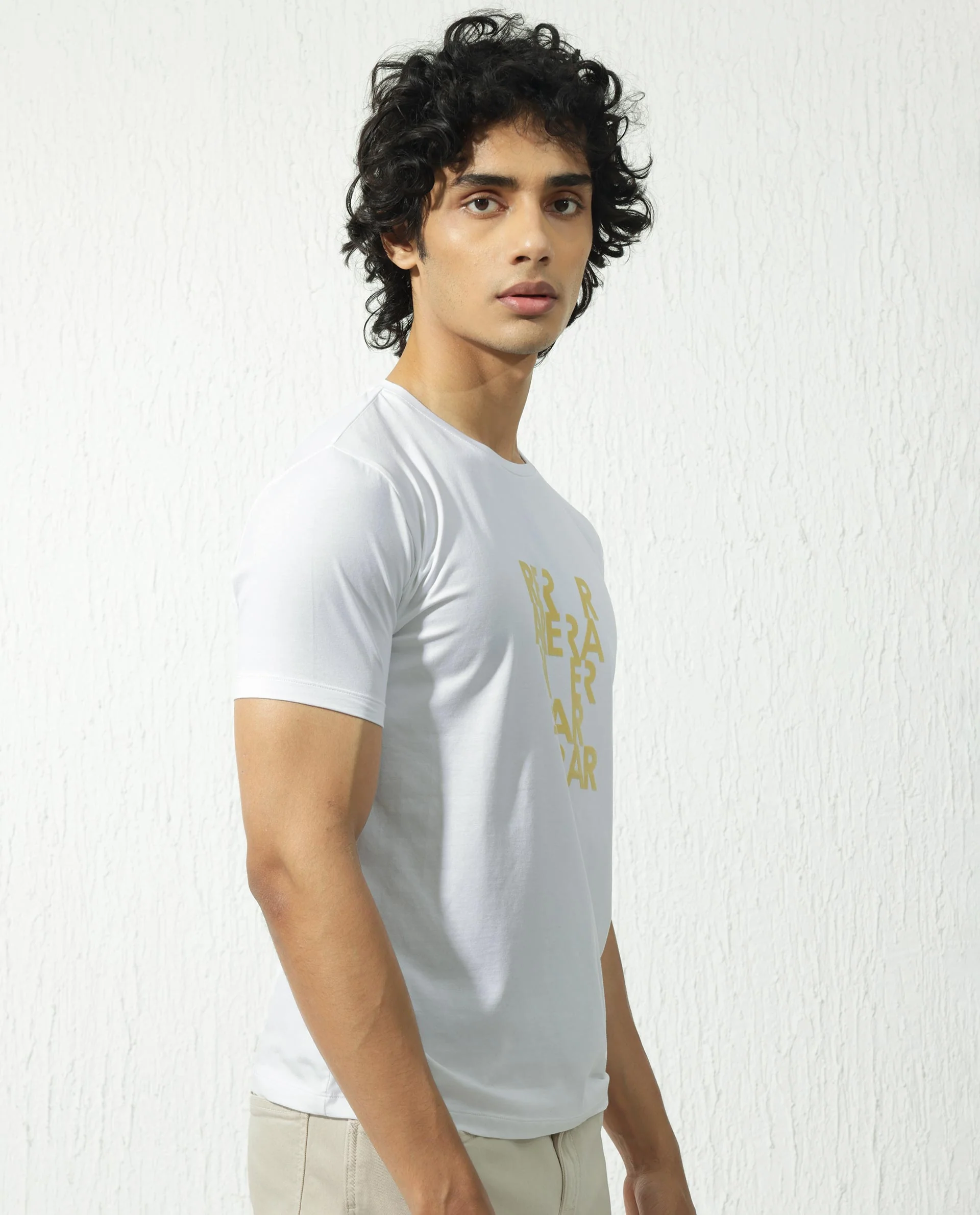 Rare Rabbit Men's Akro White Cotton Blend Graphic Print Regular Fit Half Sleeve Crew Neck T-Shirt - Image 8